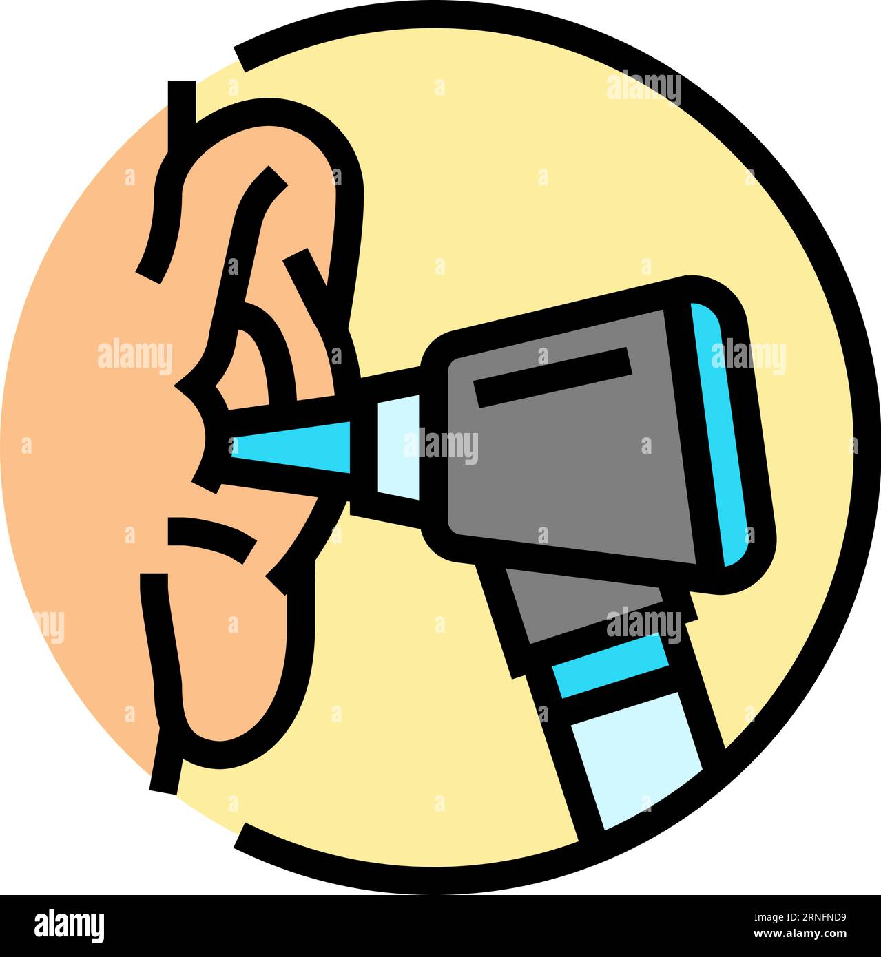 ear examination audiologist doctor color icon vector illustration Stock