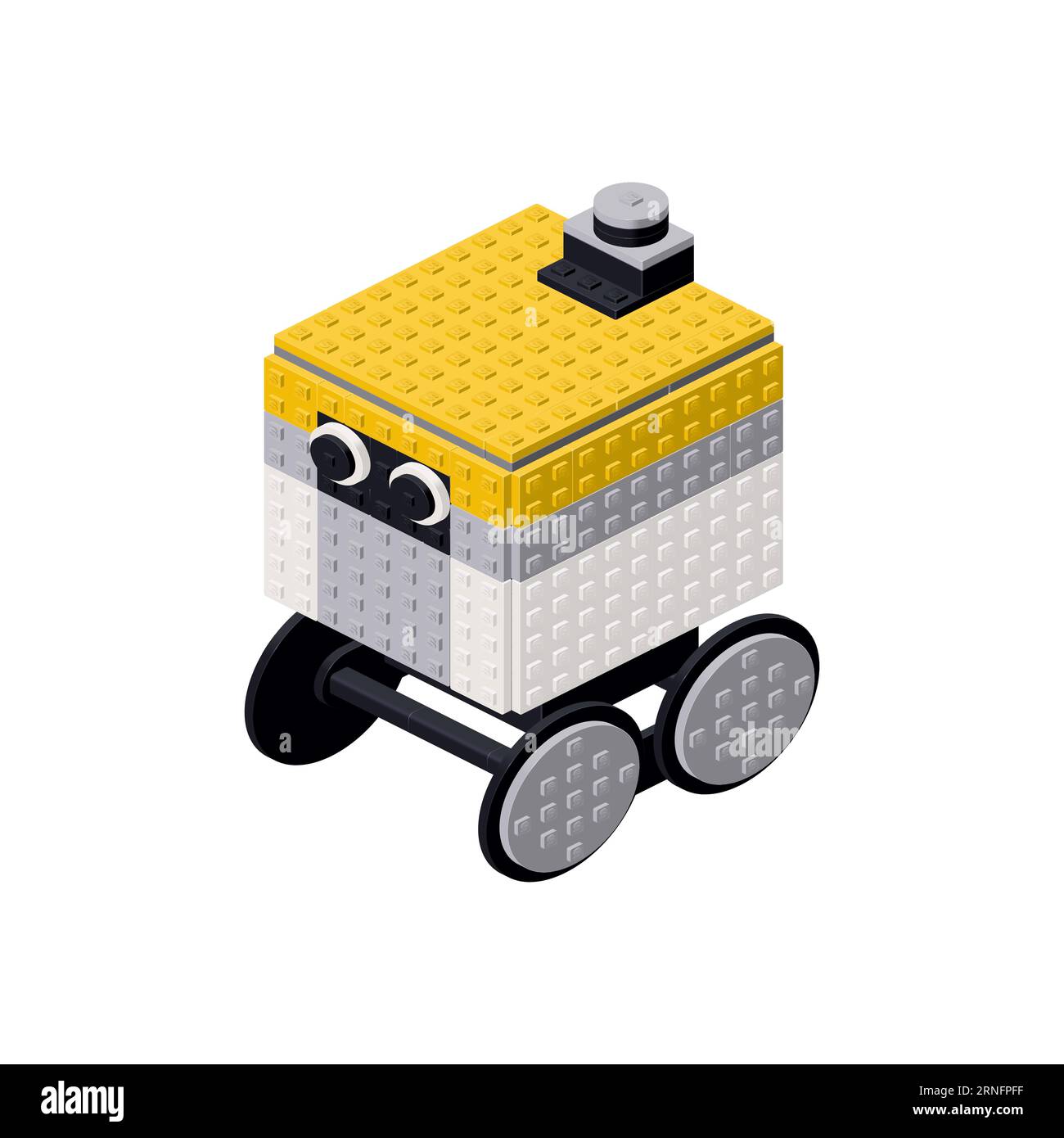 Robot courier in isometry. Pixel art. Vector illustration Stock Vector