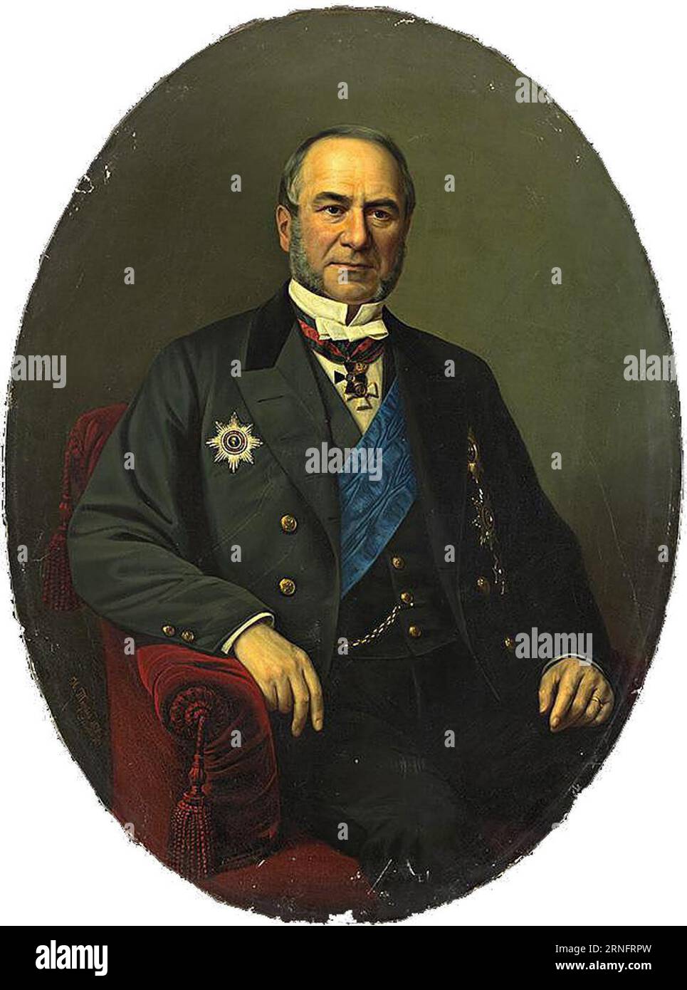 Portrait of Baron Alexander Stieglitz 1872 by Ivan Tyurin Stock Photo