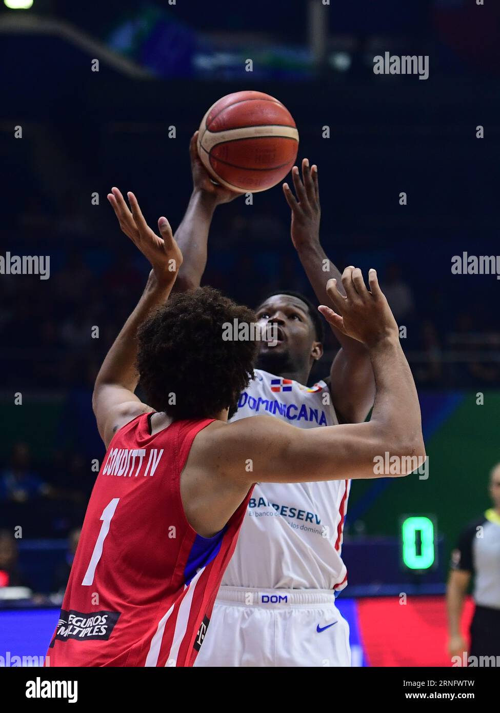 Quezon, Philippines. 01st Sep, 2023. Tremont Waters of Puerto Rico men  basketball team in action during the FIBA Men's Basketball World Cup 2023  match between Dominican Republic and Puerto Rico at the