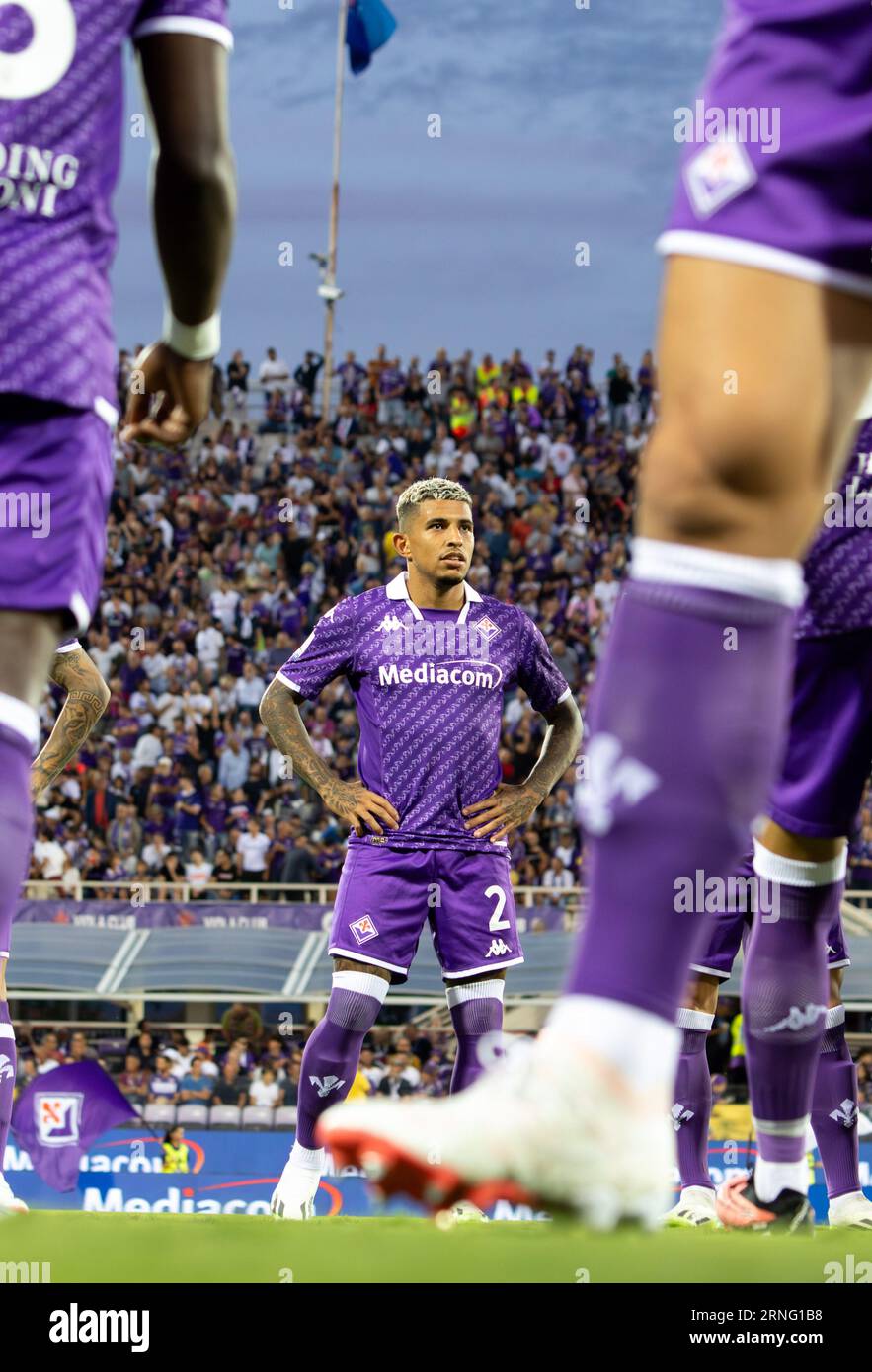 Florence, Italy. 31st Aug, 2023. Fiorentina Dodo Portrait during ACF Fiorentina vs SK Rapid Wien, UEFA Conference League football match in Florence, Italy, August 31 2023 Credit: Independent Photo Agency/Alamy Live News Stock Photo