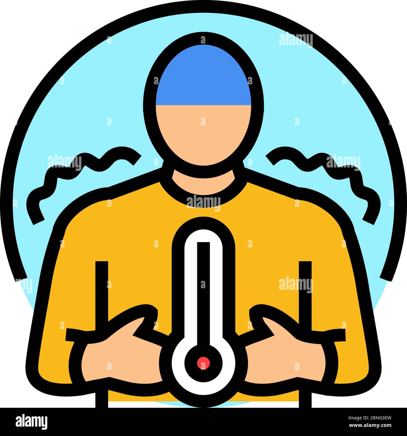 fever chills disease symptom color icon vector illustration Stock
