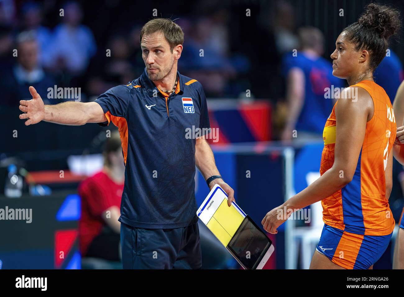 BRUSSELS - Coach Felix Koslowski in action during the semifinals of the European Volleyball Championship against reigning world champion Serbia