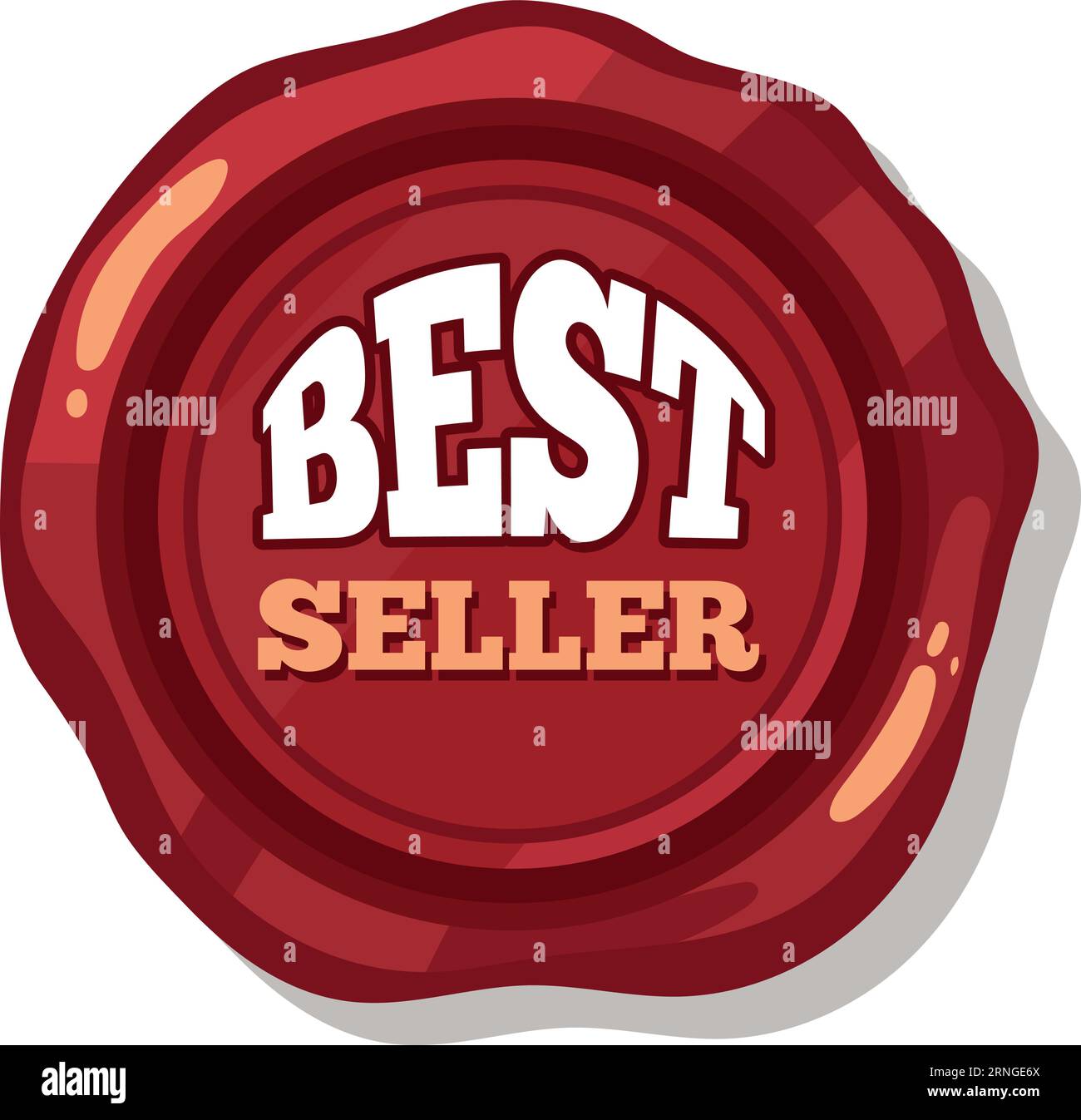 Best seller round label. Red wax stamp Stock Vector