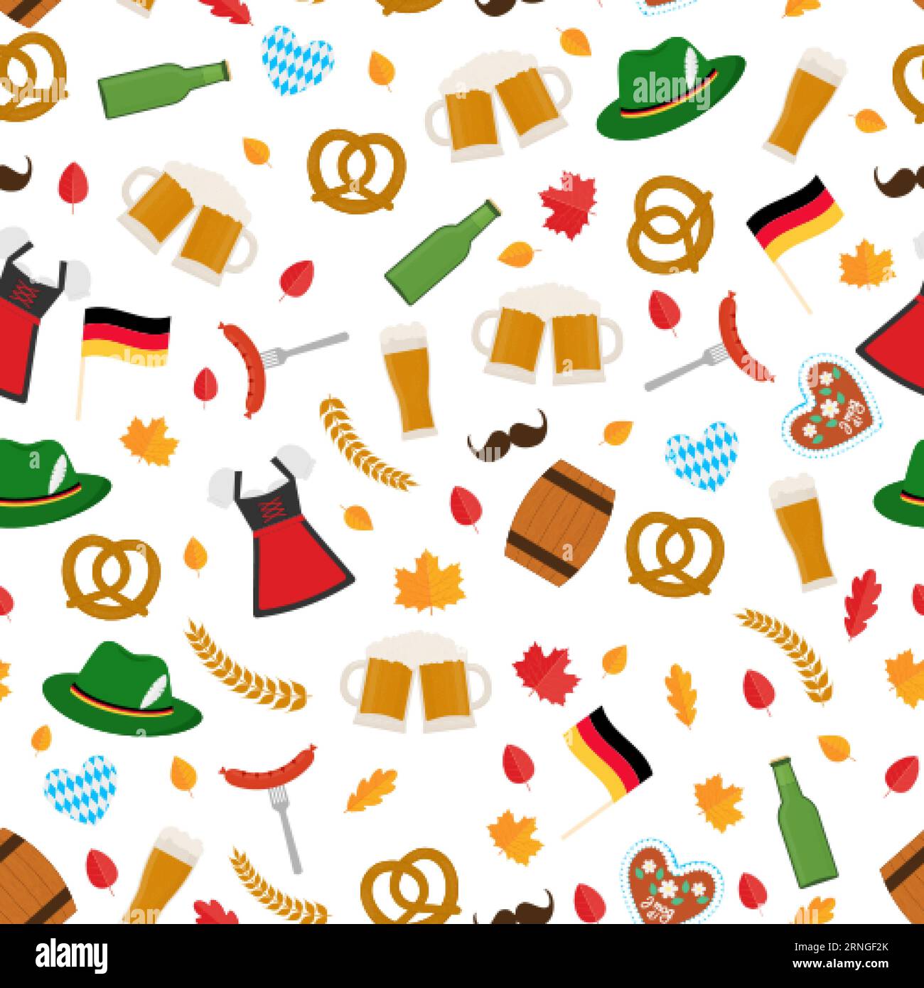 Oktoberfest seamless pattern. German beer festival background Vector ...