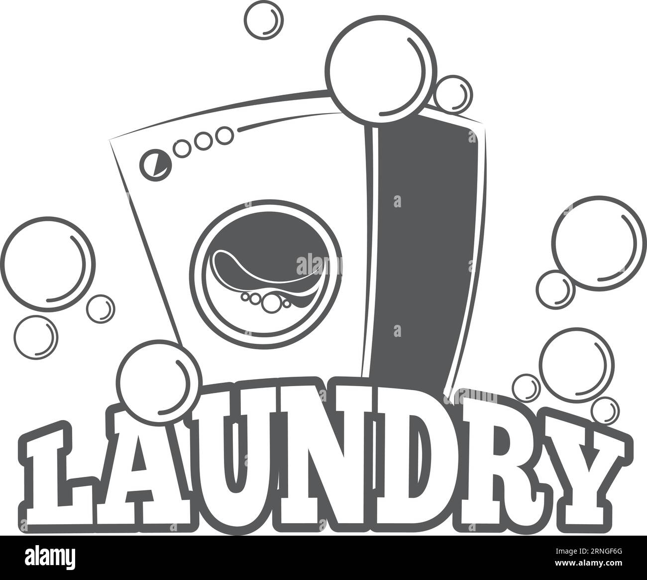 Laundy service logo. Black laundromat machine emblem Stock Vector