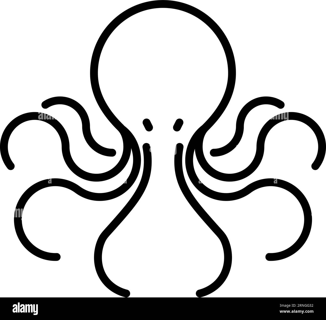 Octopus linear symbol. Marine animal. Underwater life Stock Vector