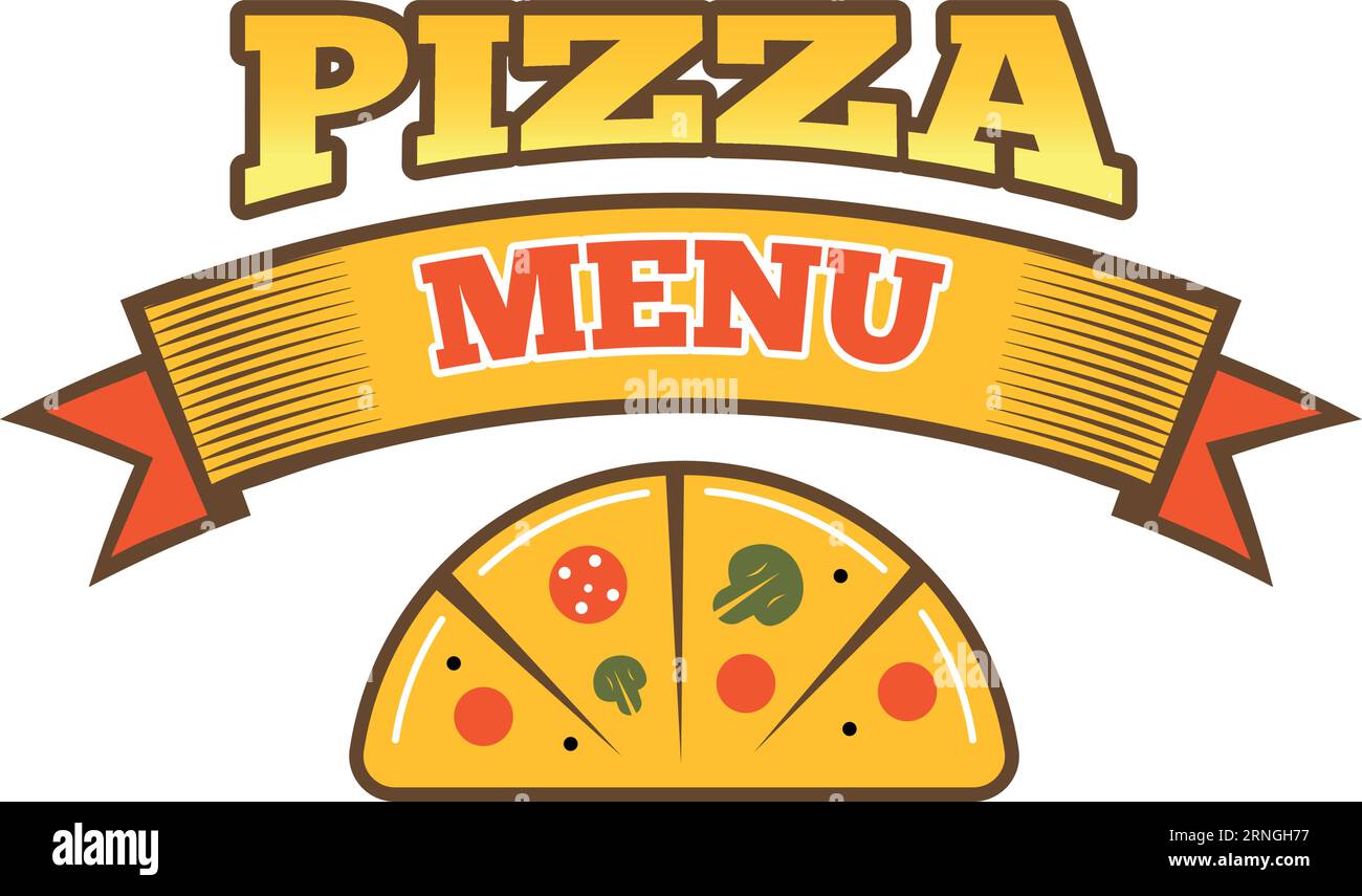 Pizza menu header. Color pizzeria food emblem Stock Vector Image & Art ...