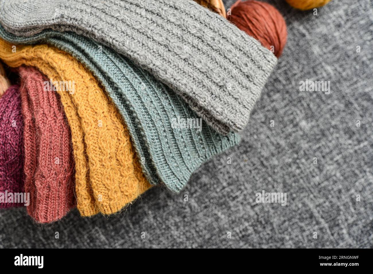 girl knits sock knitting needles on white background Stock Photo - Alamy