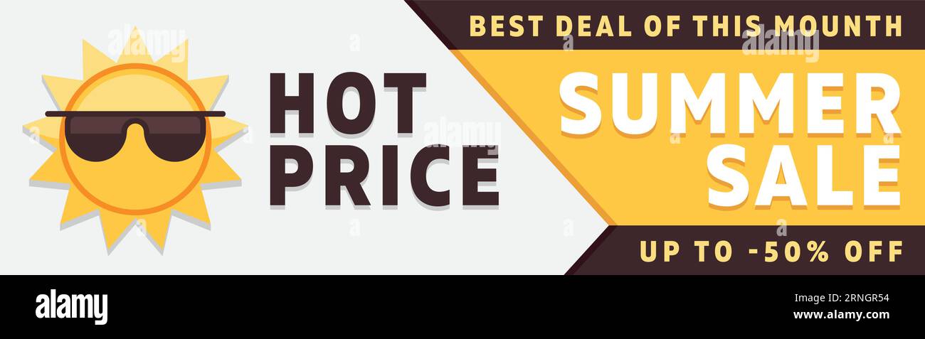 Summer sale horizontal banner template. Hot price Stock Vector
