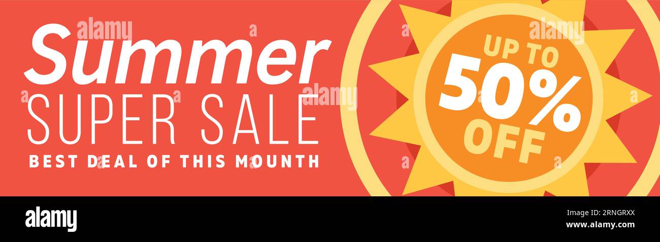 Summer super sale banner. Horizontal discount poster Stock Vector
