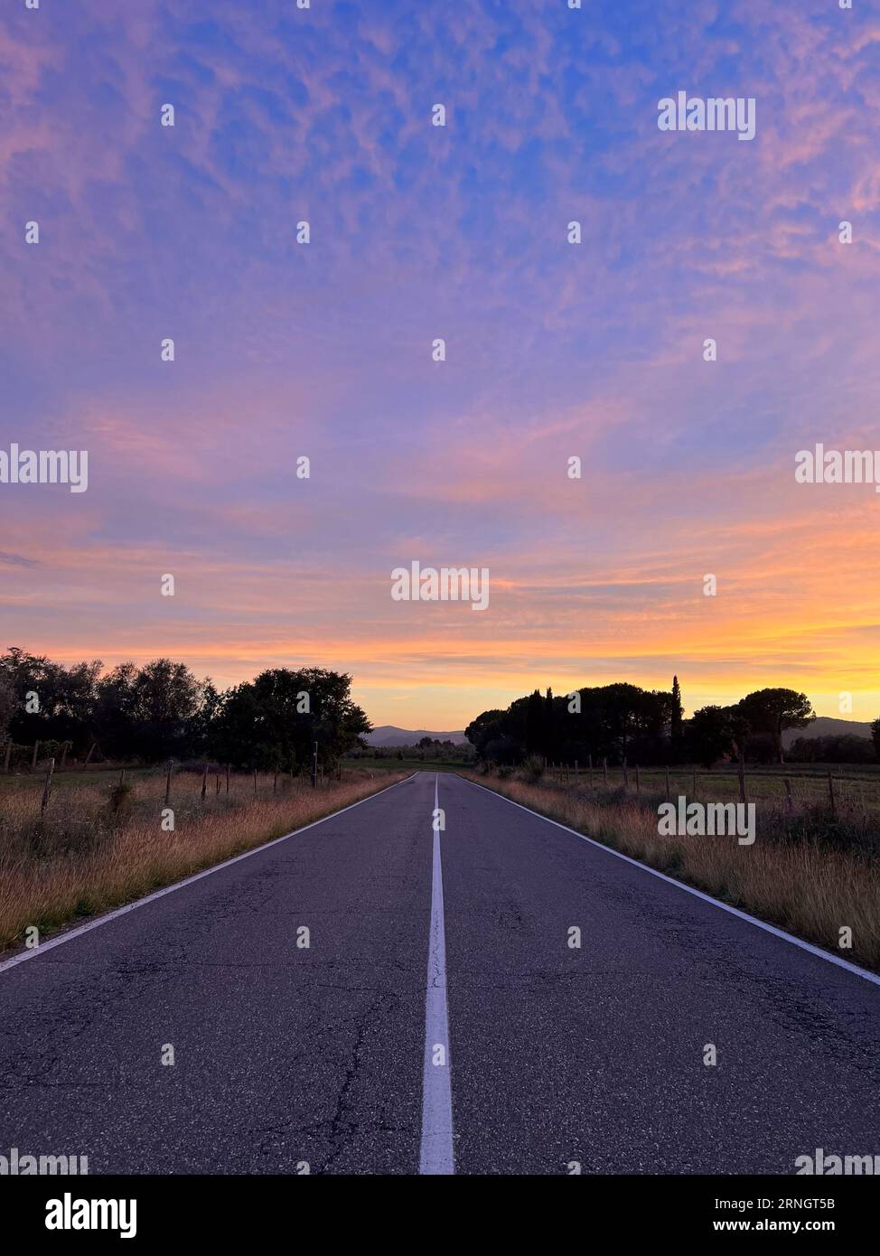 Road vanishing point sky purple hi-res stock photography and images - Alamy