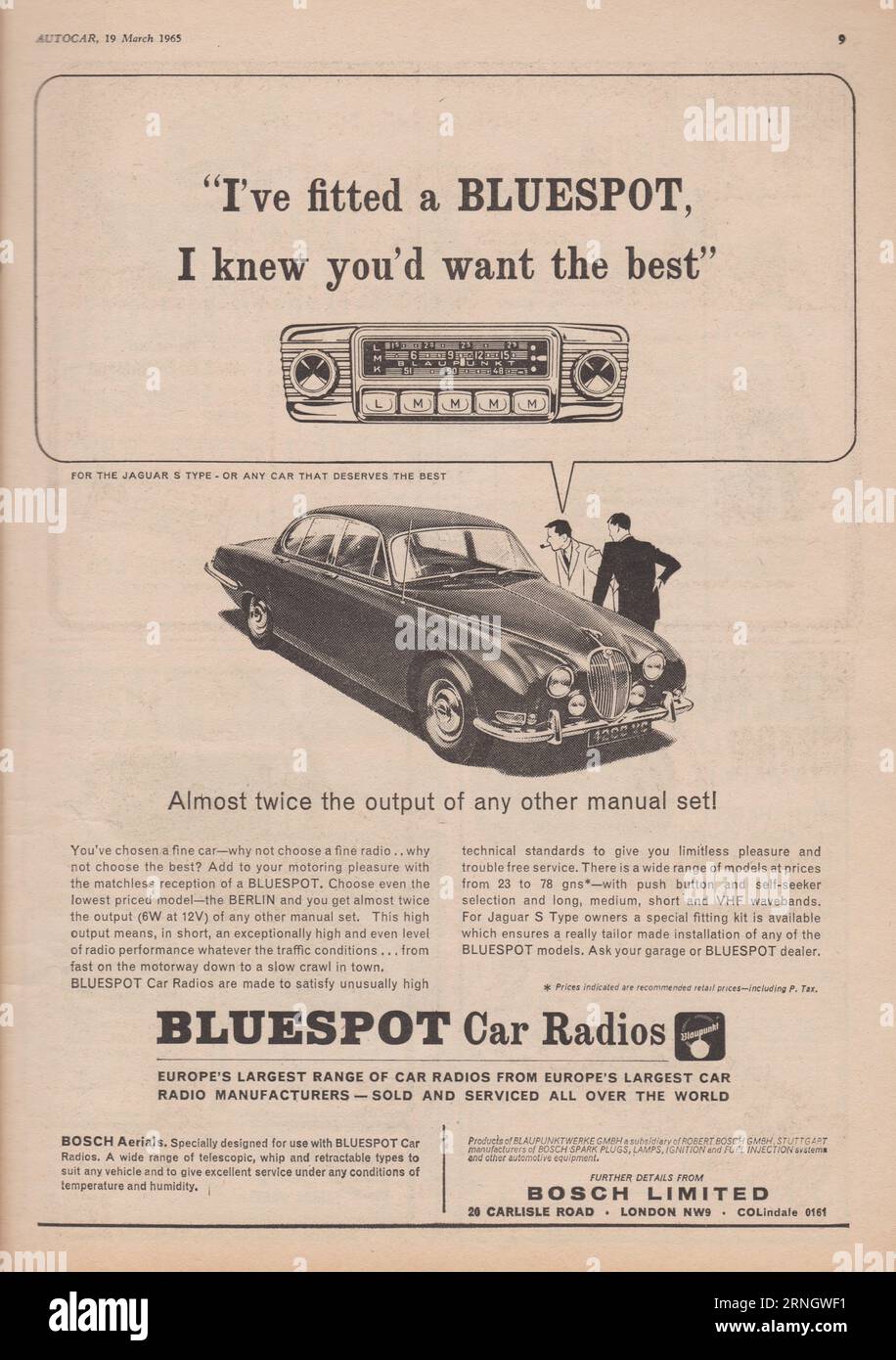 Bosch Limited vintage advert. Stock Photo