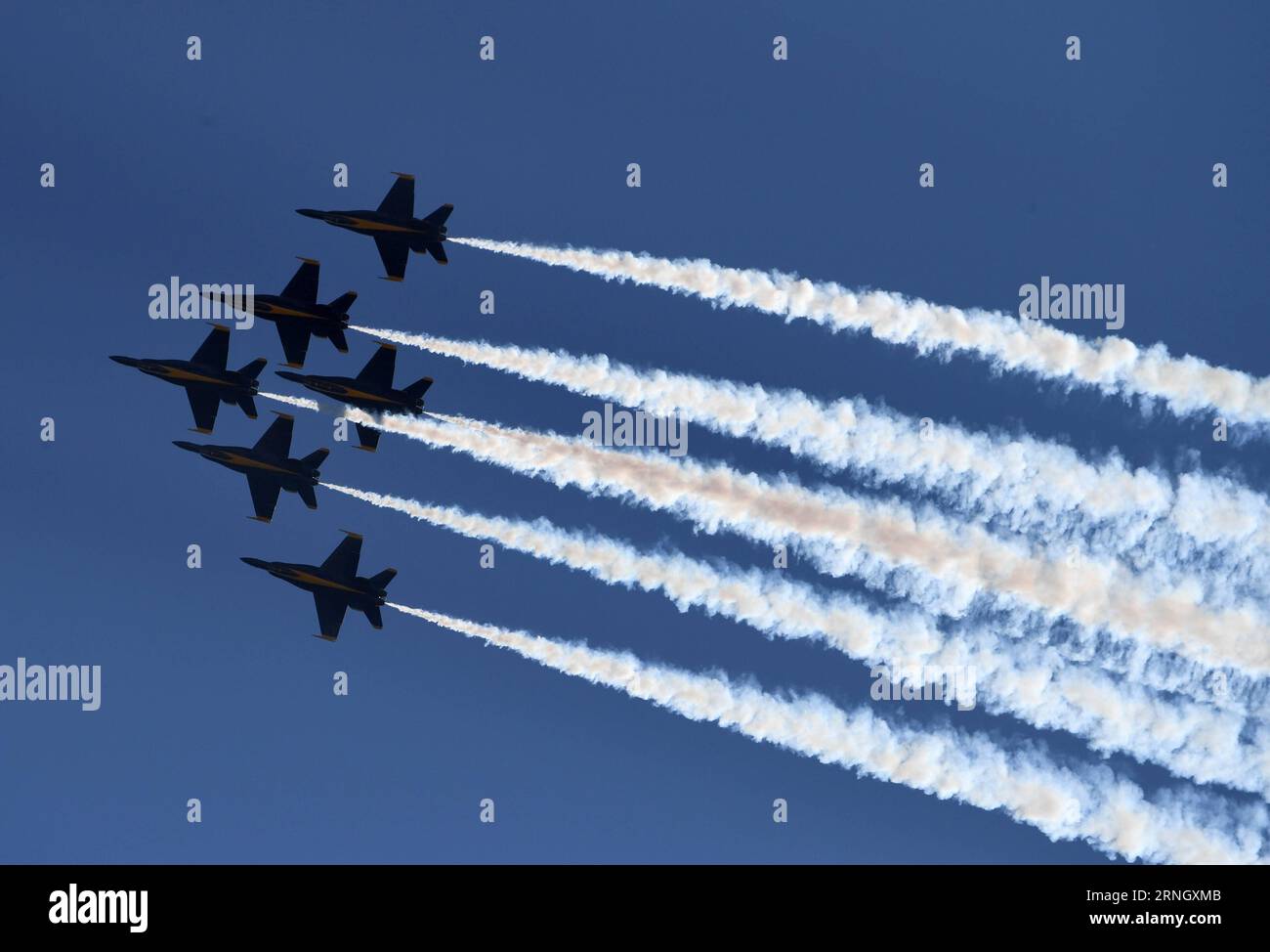Planes of the U.S. Navy Blue Angels fly over Fort McHenry during the
