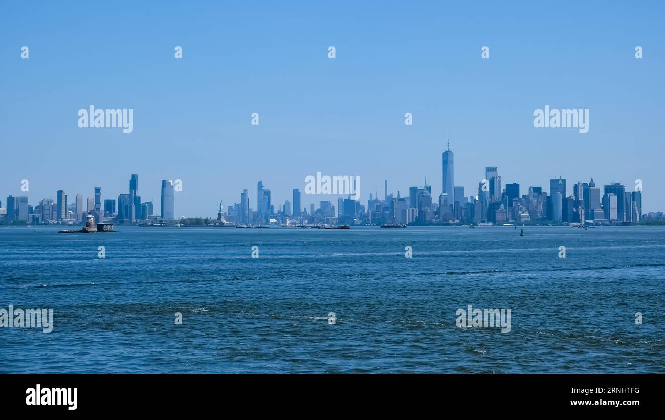 Cityscape of Manhattan, the most densely populated and geographically