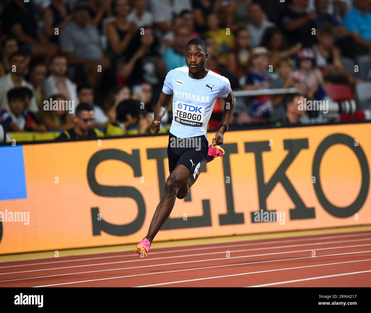 Letsile Tebogo of Botswana competing in the men’s 200m semi final on
