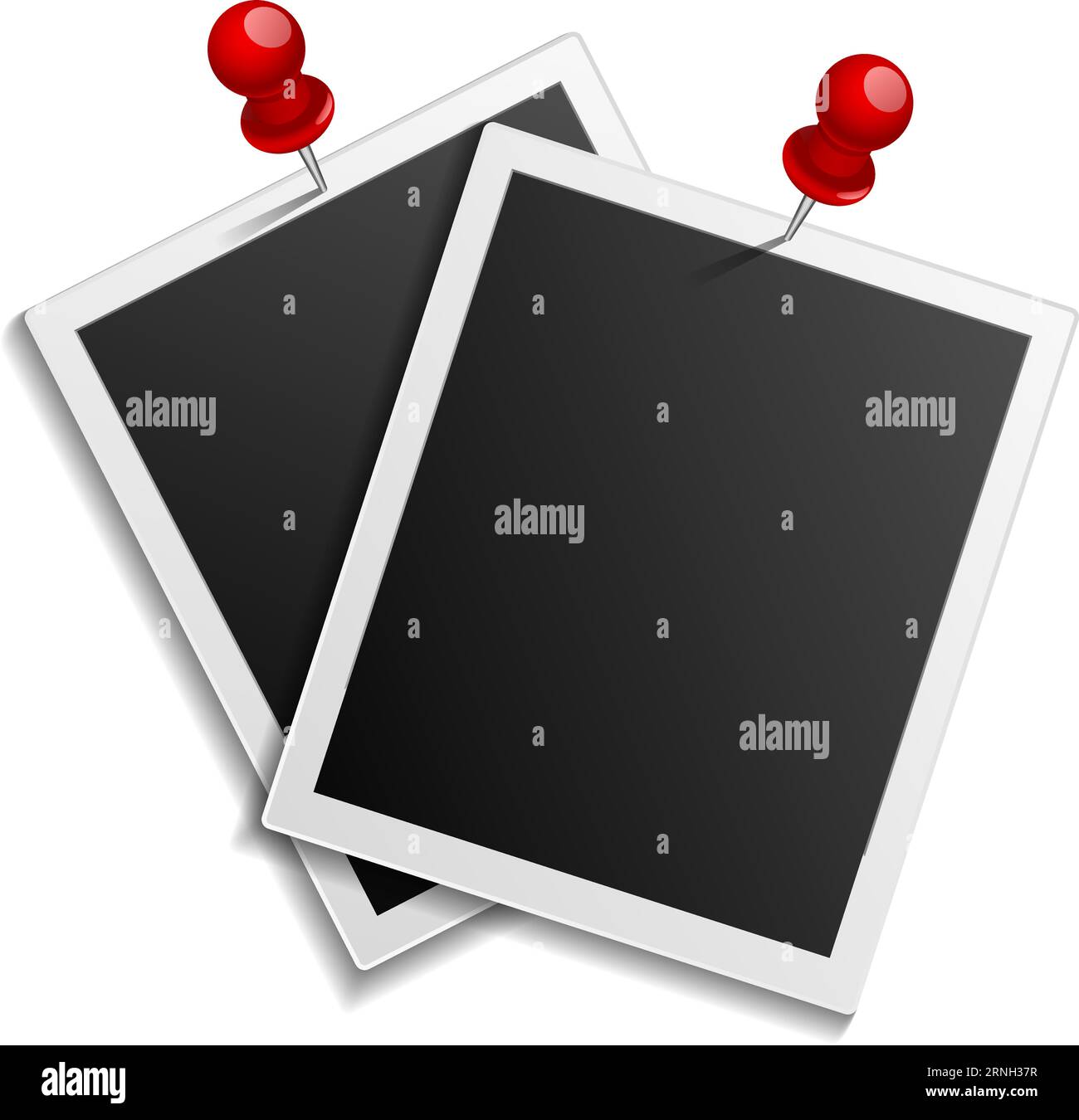 Realistic Photo Cards Mockup Push Pin Attached Frames 2RNH37R 
