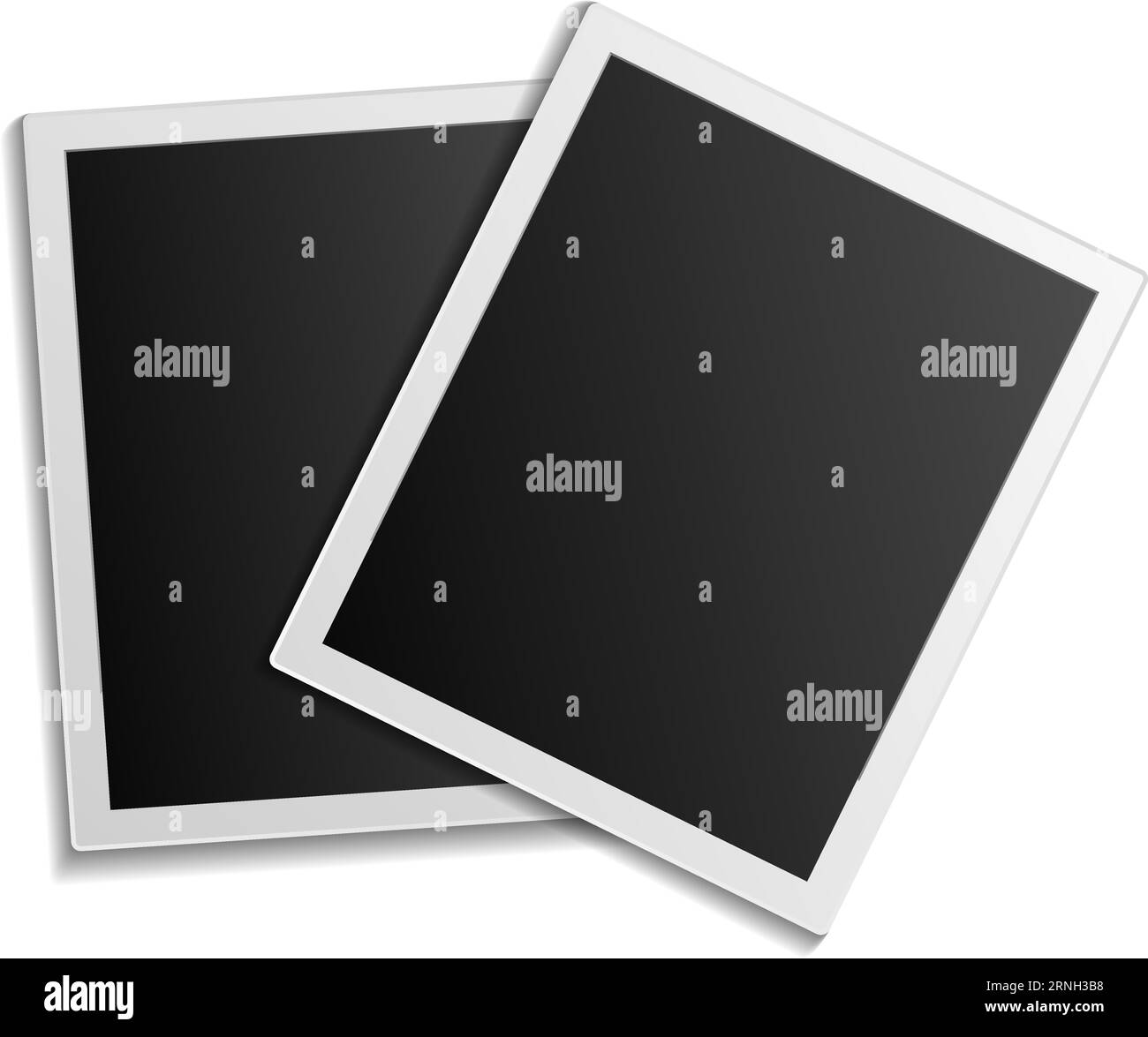 Photo cards black empty frame. Realistic mockup Stock Vector Image