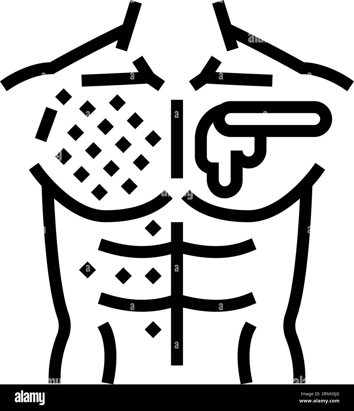chest waxing male depilation line icon vector illustration Stock Vector