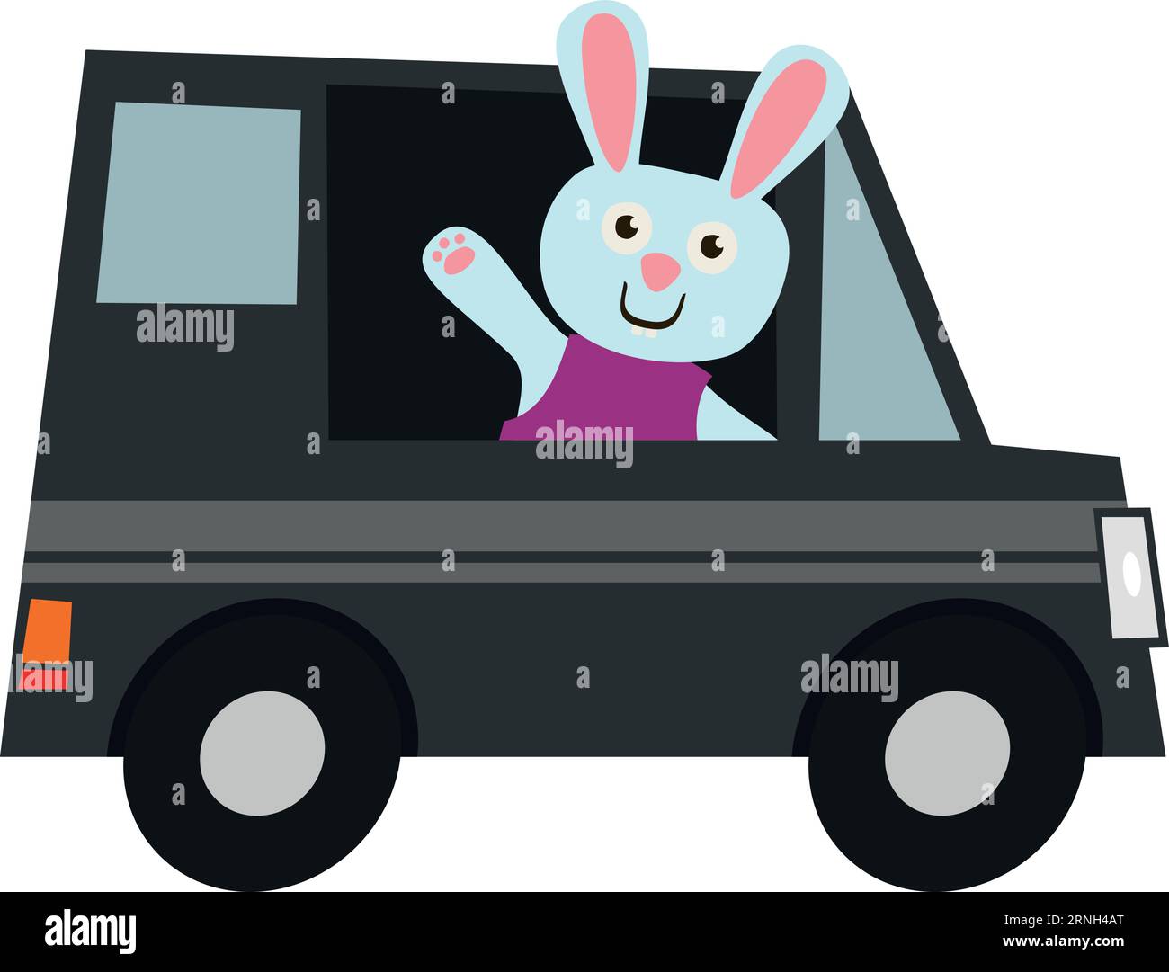 Funny rabbit in car. Cartoon driving animal icon Stock Vector Image