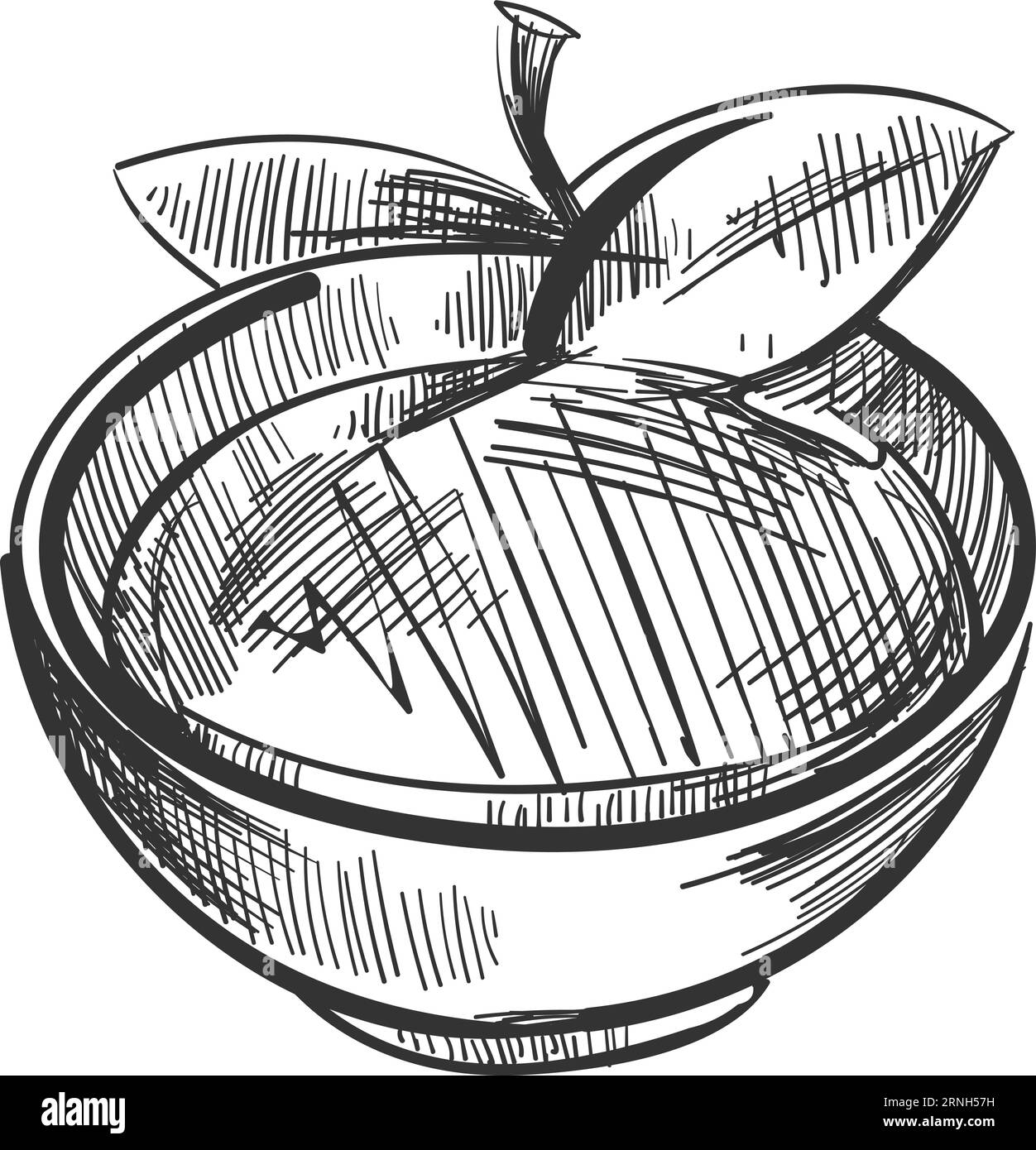 Dip sauce bowl sketch. Hand drawn condiment Stock Vector Image & Art