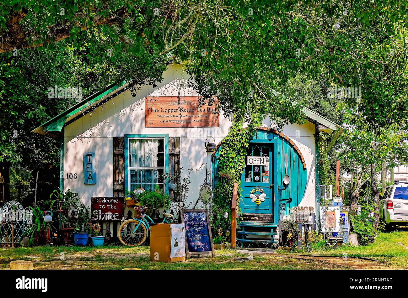 The Copper Kettle Tea Bar is pictured, Aug. 19, 2023, in Foley, Alabama. The tea room serves and