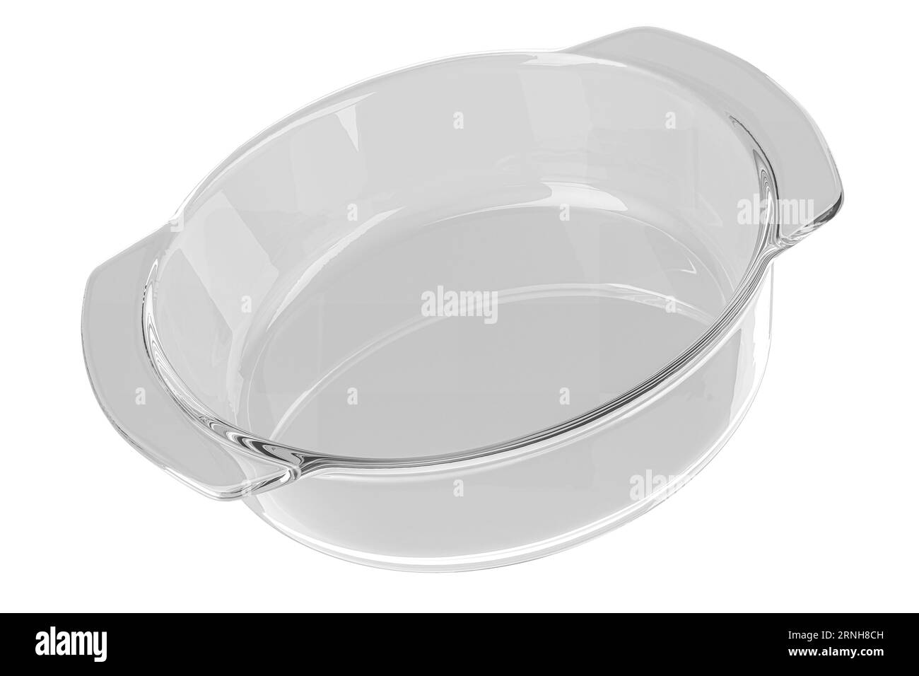 Clear Glass Baking Dish, Round 3D rendering isolated on white