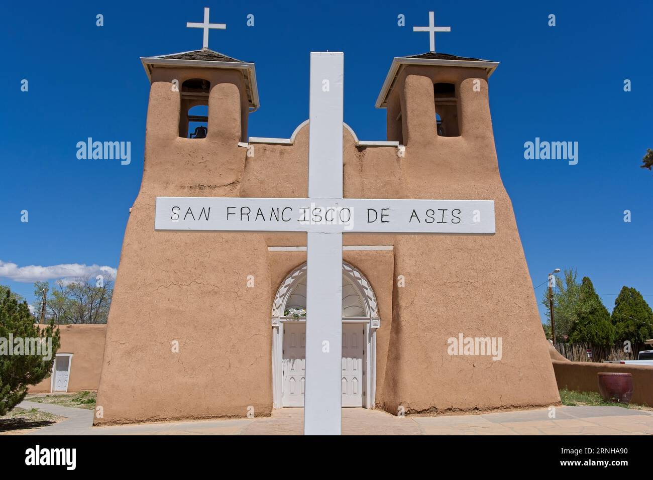 White crosses of San Francisco de Asis Catholic mission church in Taos