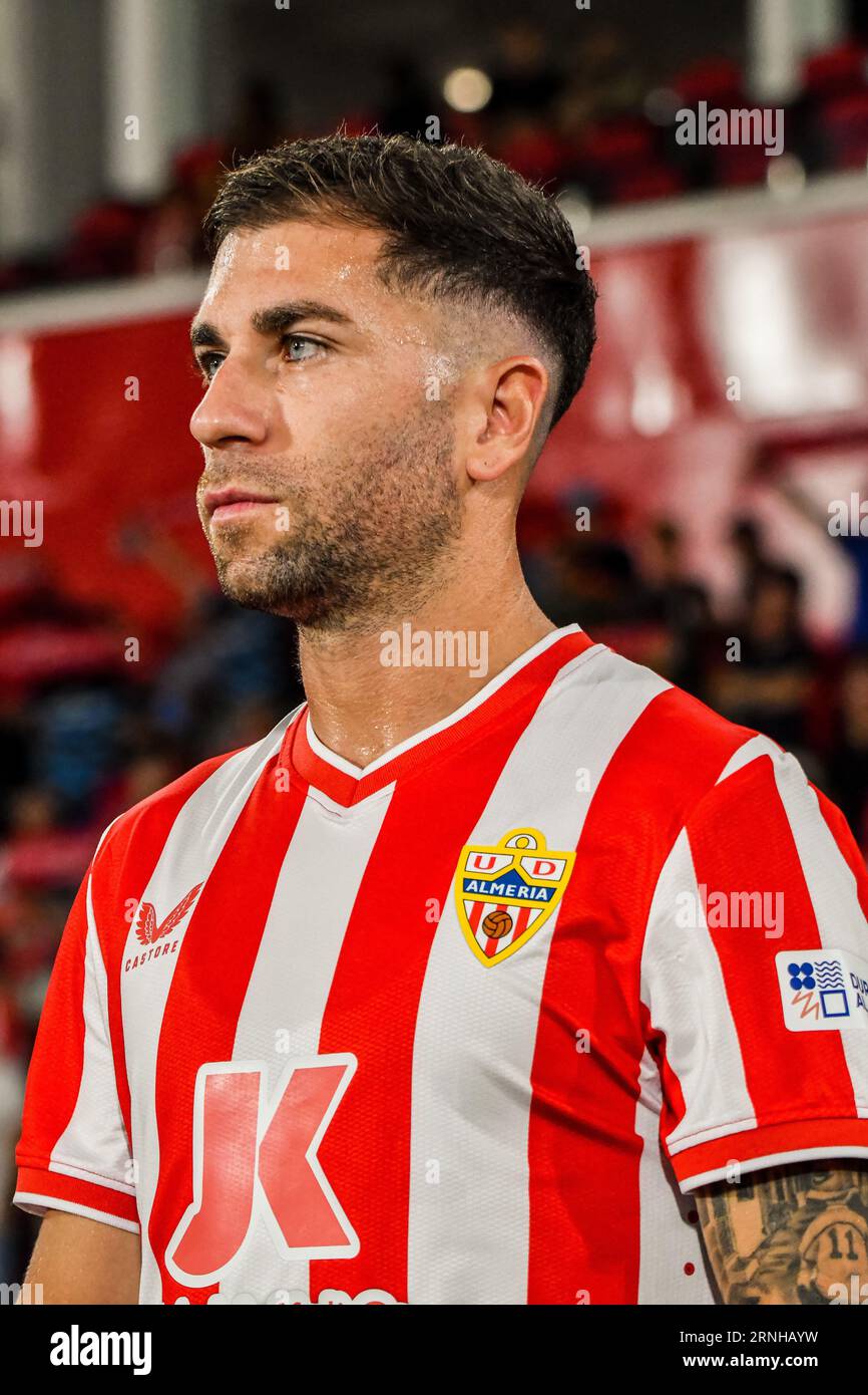 Almeria, Almeria, Spain. 1st Sep, 2023. ALMERIA, SPAIN - SEPTEMBER 1: AdriÃ¡n Embarba of UD Almeria at the start of the match between UD Almeria and RC Celta de Vigo of La Liga EA Sports on September 1, 2023 at Power Horse Stadium in Almeria, Spain. (Credit Image: © Samuel CarreÃ±O/PX Imagens via ZUMA Press Wire) EDITORIAL USAGE ONLY! Not for Commercial USAGE! Stock Photo