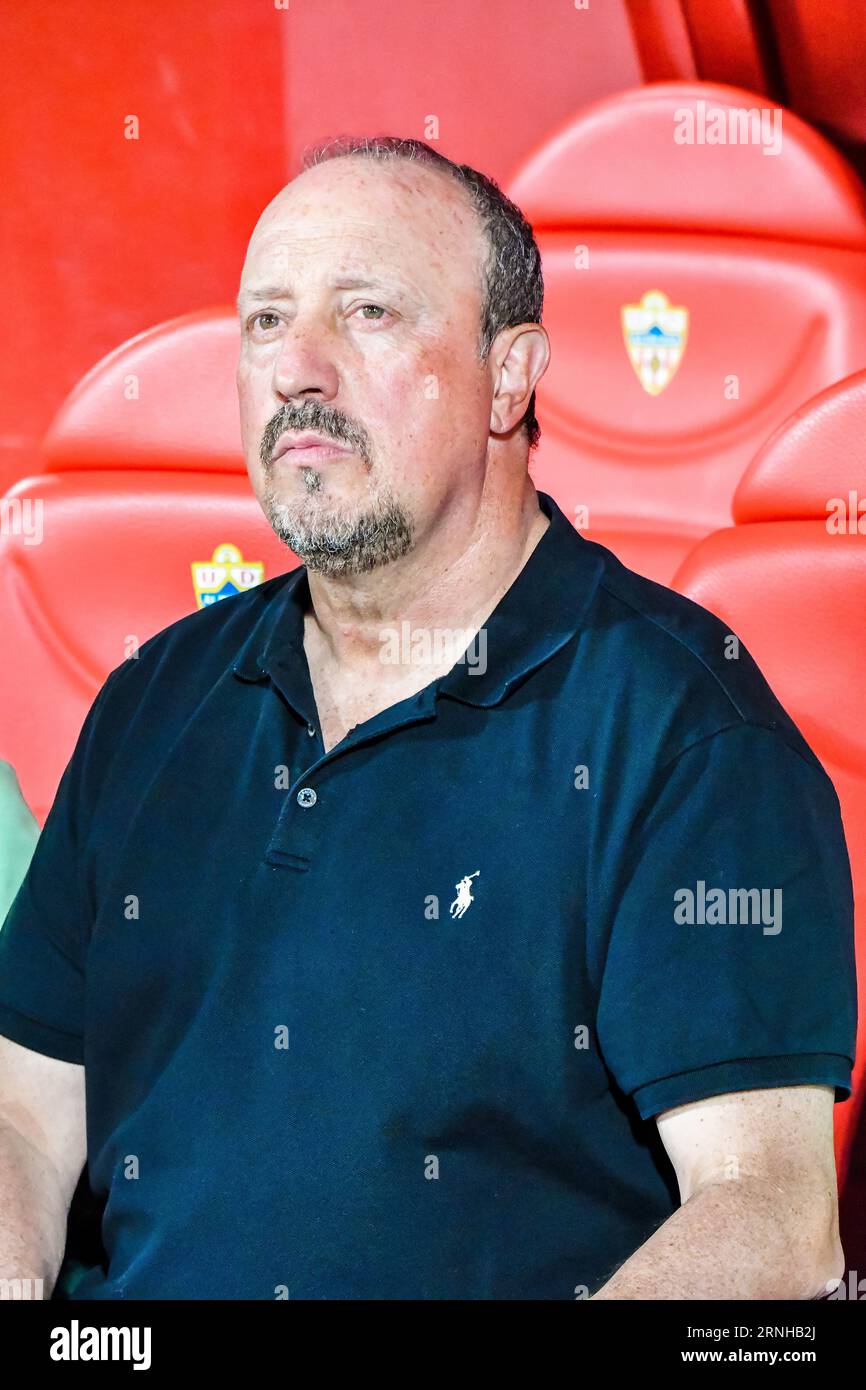 Almeria, Almeria, Spain. 1st Sep, 2023. ALMERIA, SPAIN - SEPTEMBER 1: Rafa Benitez of RC Celta de Vigo looks on before the match between UD Almeria and RC Celta de Vigo of La Liga EA Sports on September 1, 2023 at Power Horse Stadium in Almeria, Spain. (Credit Image: © Samuel CarreÃ±O/PX Imagens via ZUMA Press Wire) EDITORIAL USAGE ONLY! Not for Commercial USAGE! Stock Photo