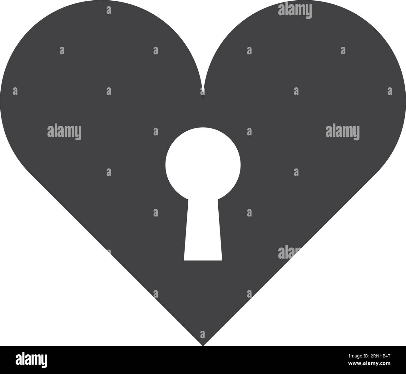 Heart with key hole. Love lock black symbol Stock Vector