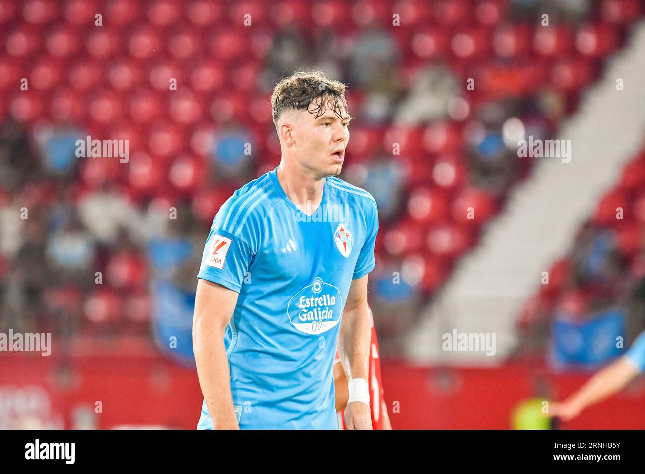 Almeria, Almeria, Spain. 1st Sep, 2023. ALMERIA, SPAIN - SEPTEMBER 1: Jorgen Strand Larsen of RC Celta de Vigo looks on during the match between UD Almeria and RC Celta de Vigo of La Liga EA Sports on September 1, 2023 at Power Horse Stadium in Almeria, Spain. (Credit Image: © Samuel CarreÃ±O/PX Imagens via ZUMA Press Wire) EDITORIAL USAGE ONLY! Not for Commercial USAGE! Stock Photo