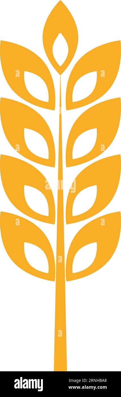 Organic wheat icon. Yellow crop ear symbol Stock Vector