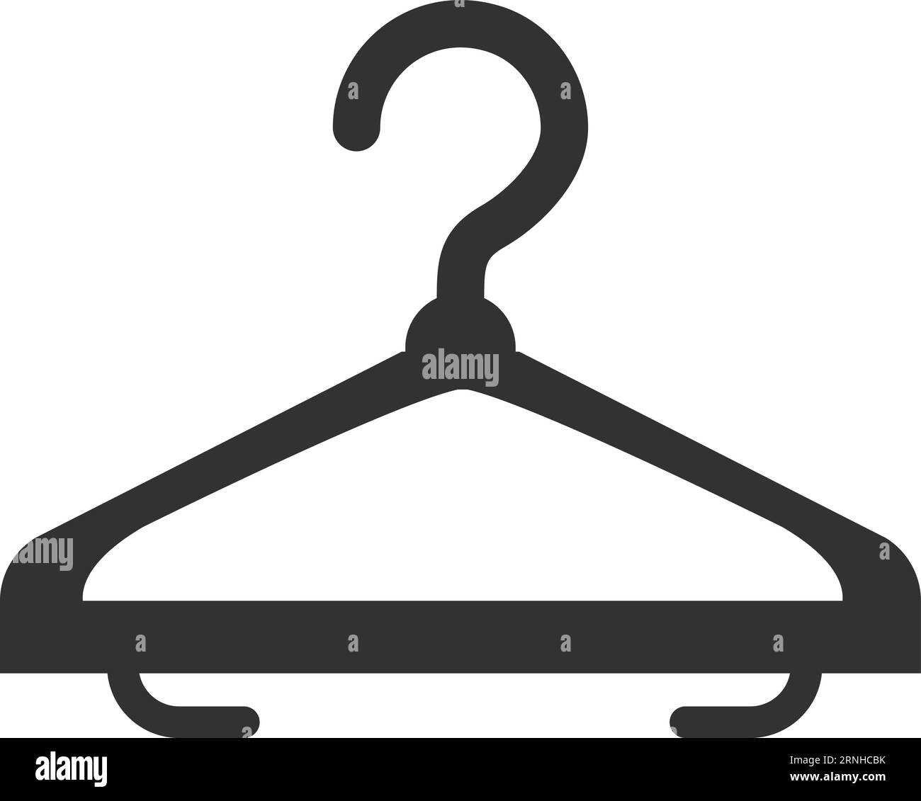 Clothes hanger black icon. Wardrobe rack symbol Stock Vector