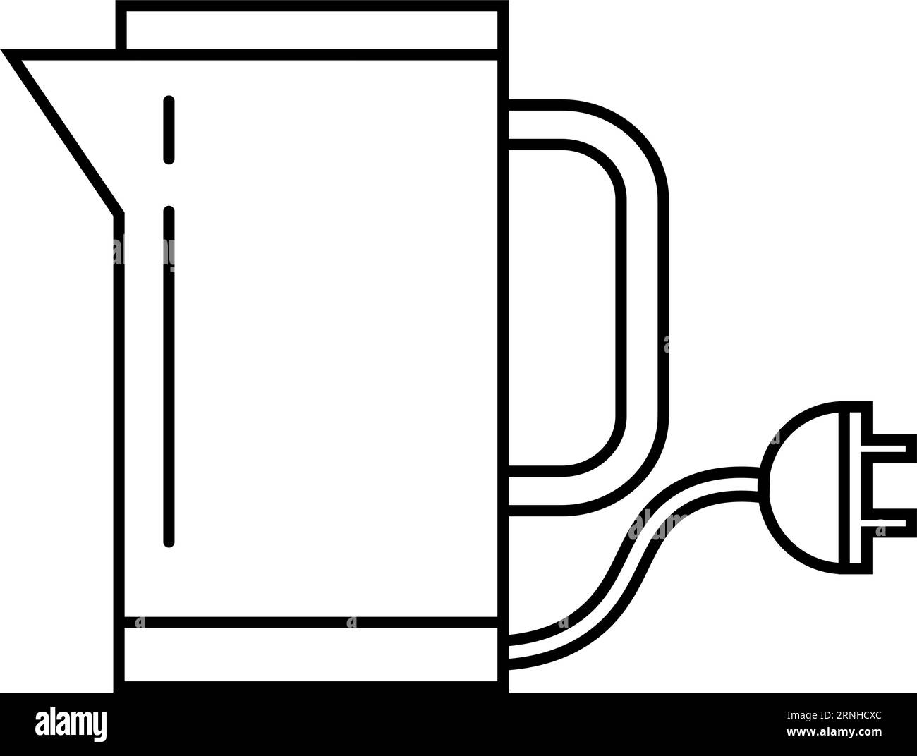Electric teapot linear icon. Boiling water device Stock Vector