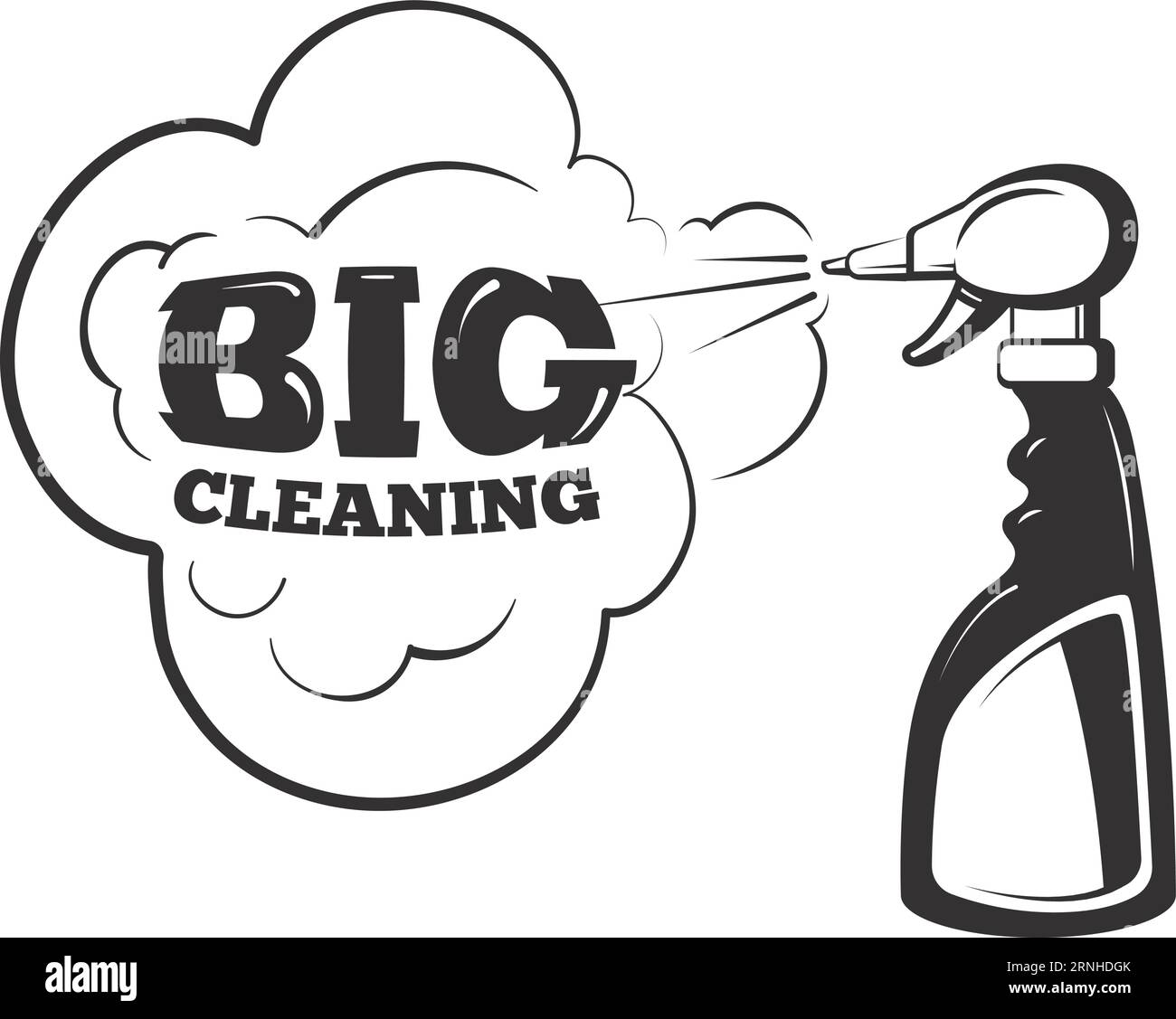 Big cleaning logo. Spray bottle with water cloud Stock Vector Image