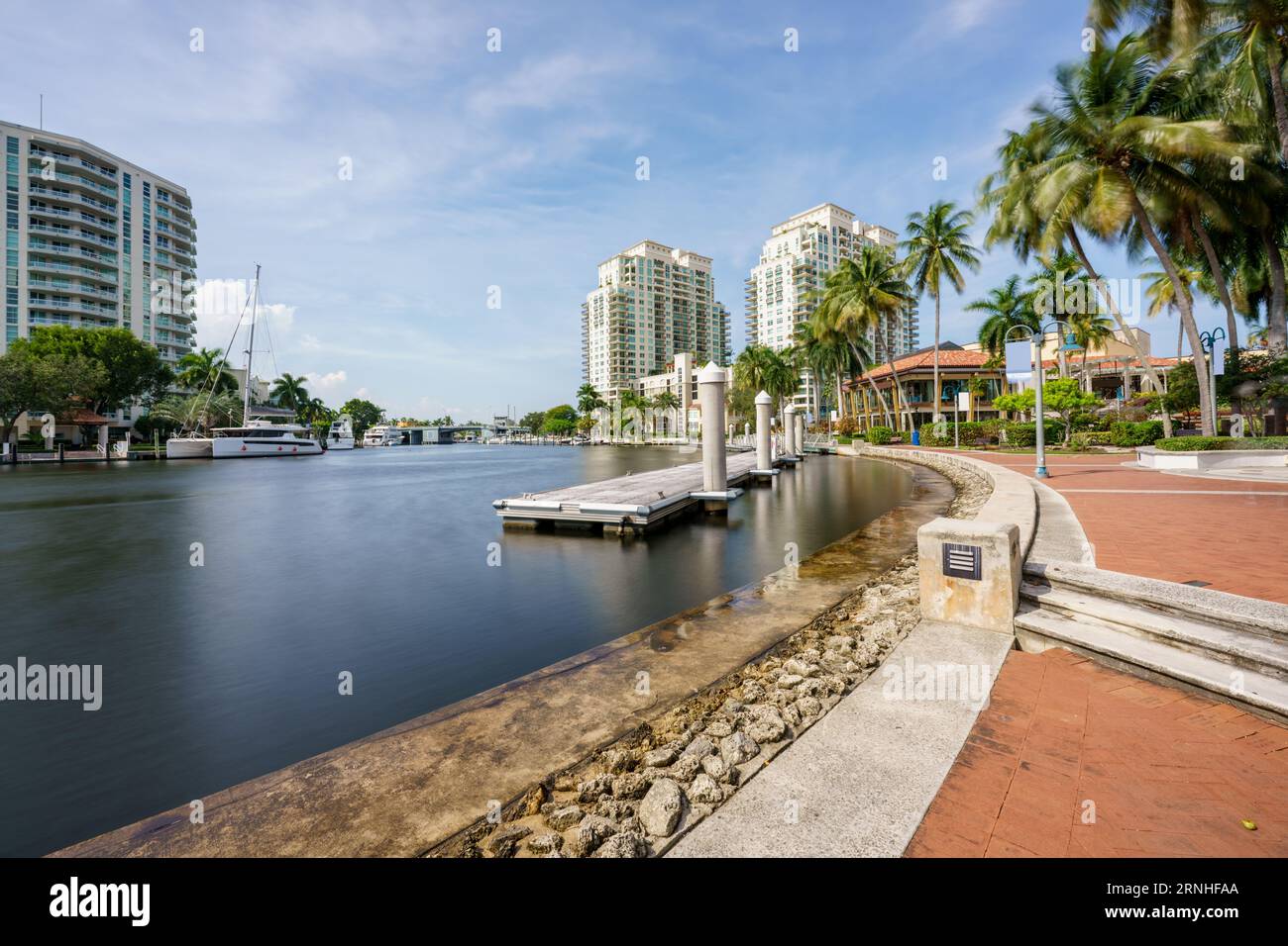 King tide flood waters New River Fort Lauderdale Riverwalk water