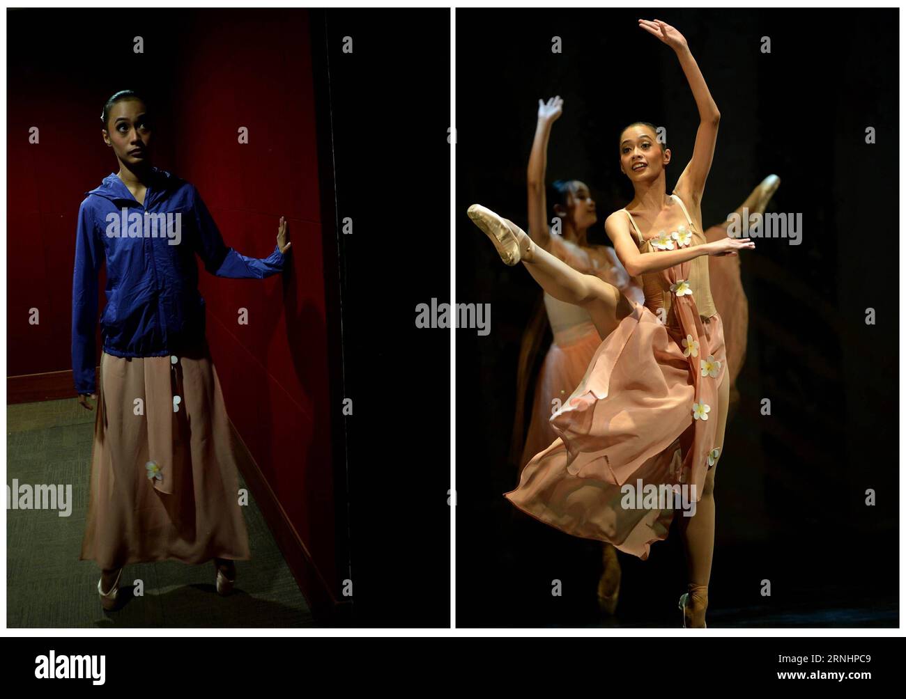 JAKARTA, Combo photo shows a member of Namarina Ballet School preparing