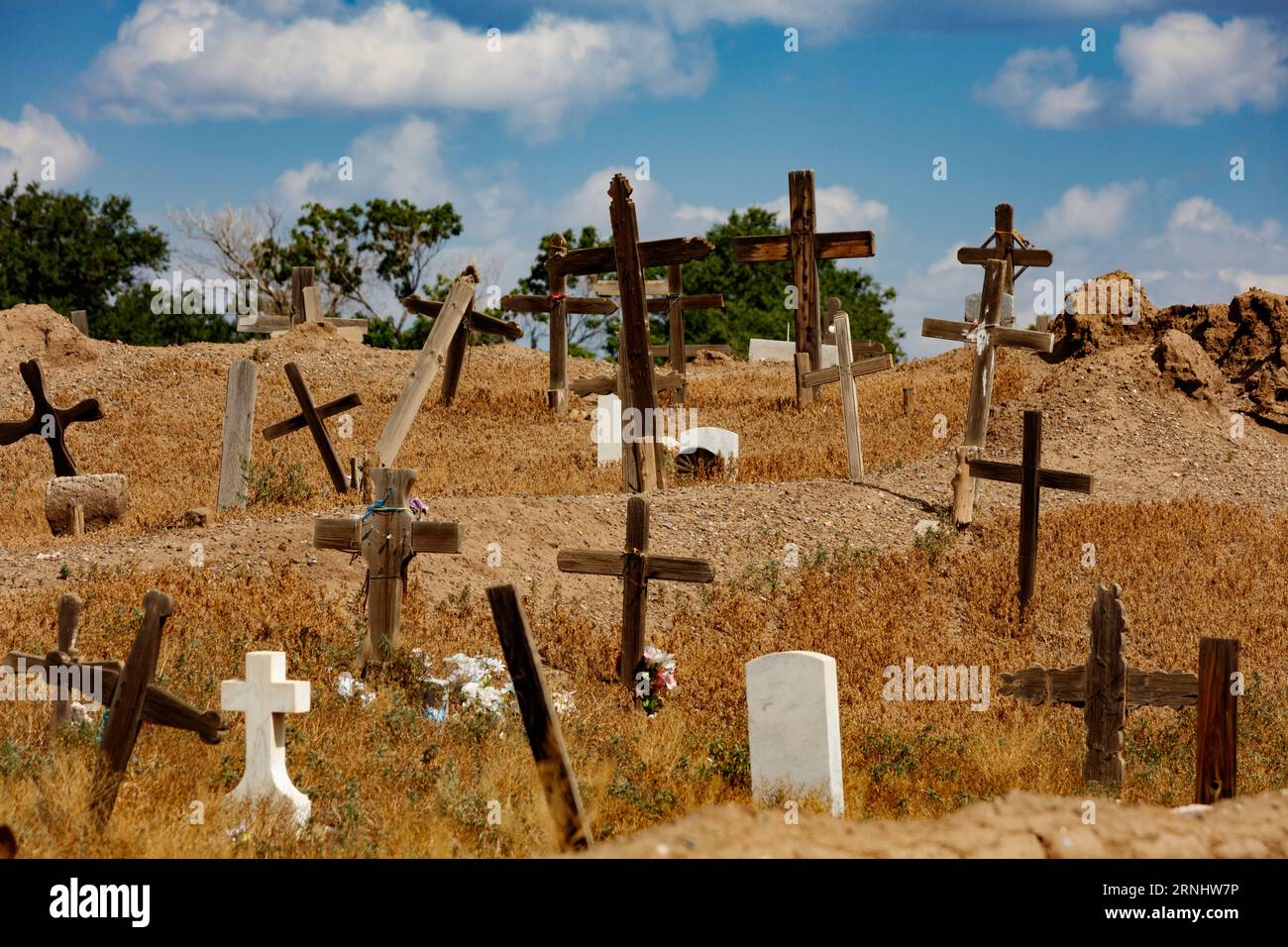 The San Geronimo Cemetery at the Taos Pueblo holds the graves of