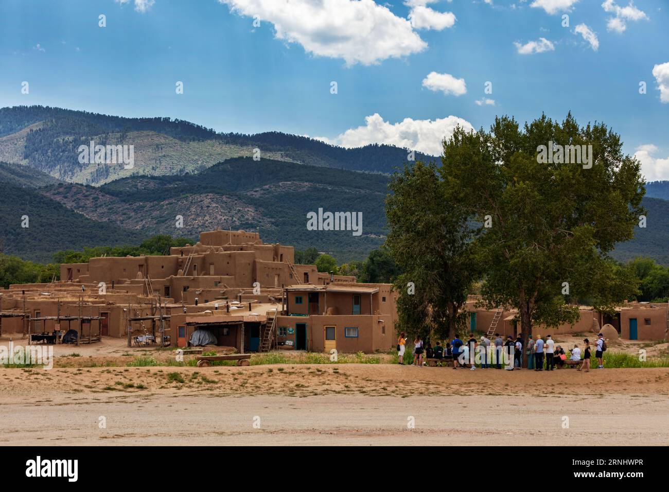 The Taos Pueblo was built by the Tiwa tribe and is one of the oldest