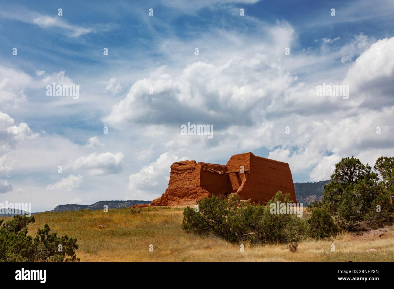 The Pecos National Hisorical park contains the historic Pecos Pueblo - New Mexico Stock Photo