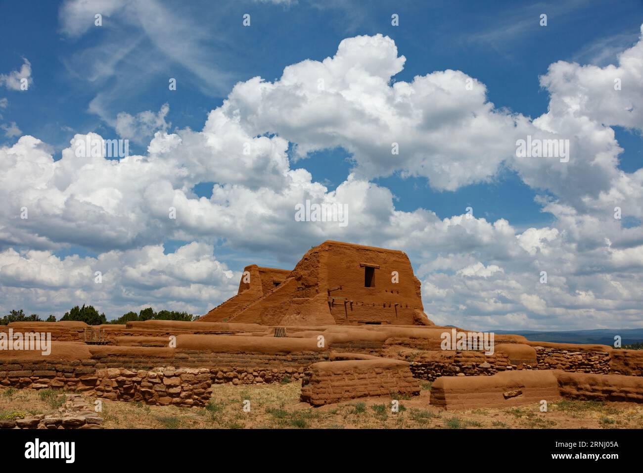 Fourth and final Franciscan church built in 1717 at the Pecos National Hisorical Park inside the Pecos Pueblo - New Mexico Stock Photo