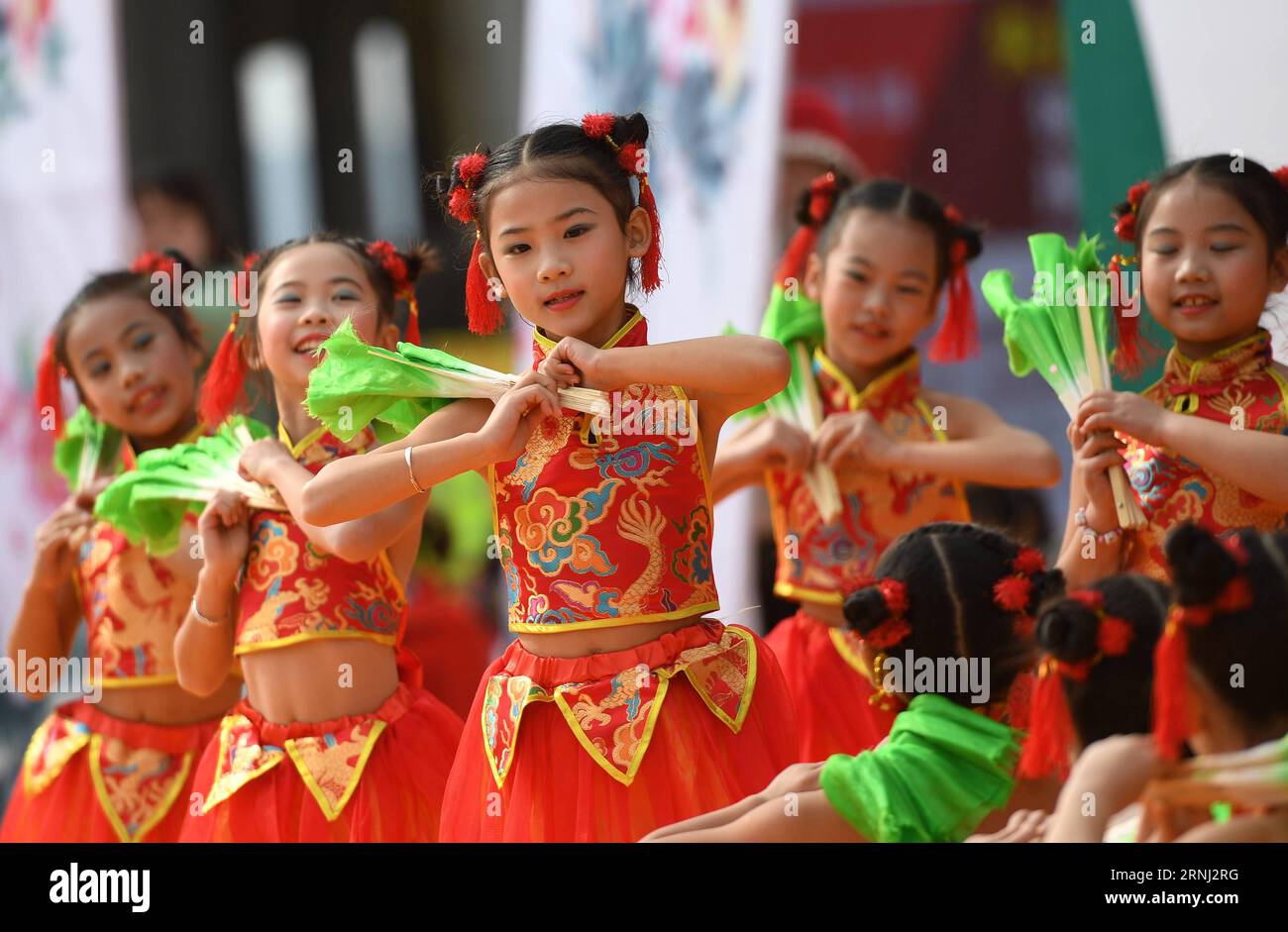 (161228) -- RONGAN, Dec. 28, 2016 -- Children perform in Chang an Township in Rong an County, south China s Guangxi Zhuang Automonous Region, Dec. 28, 2016. A celebration was held for the harvest of kumquat fruit here on Wednesday. ) (zyd) CHINA-GUANGXI-KUMQUAT HARVEST-CELEBRATION (CN) LuxBo an PUBLICATIONxNOTxINxCHN   Rongan DEC 28 2016 Children perform in Chang to Township in Rong to County South China S Guangxi Zhuang  Region DEC 28 2016 a Celebration what Hero for The Harvest of Kumquat Fruit Here ON Wednesday ZYD China Guangxi Kumquat Harvest Celebration CN LuxBo to PUBLICATIONxNOTxINxCHN Stock Photo