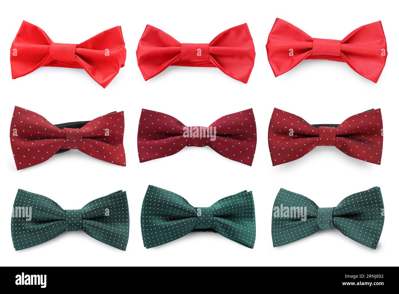 Set with bow ties of different colors isolated on white, top view Stock ...