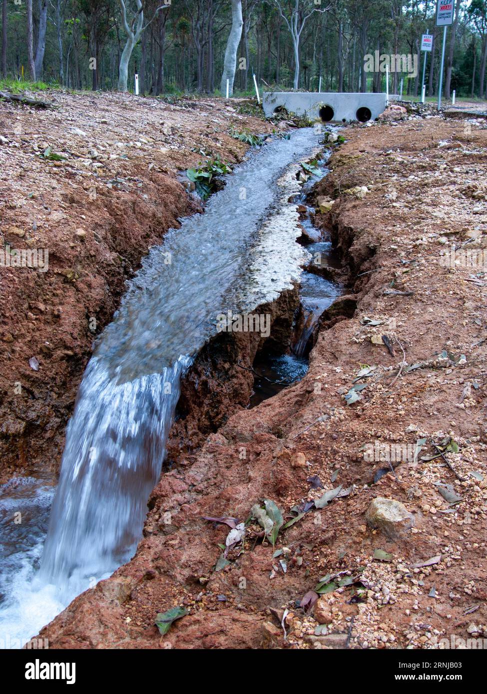 Erosion, Errosion, Concrete gutter washed out underneath, Atherton