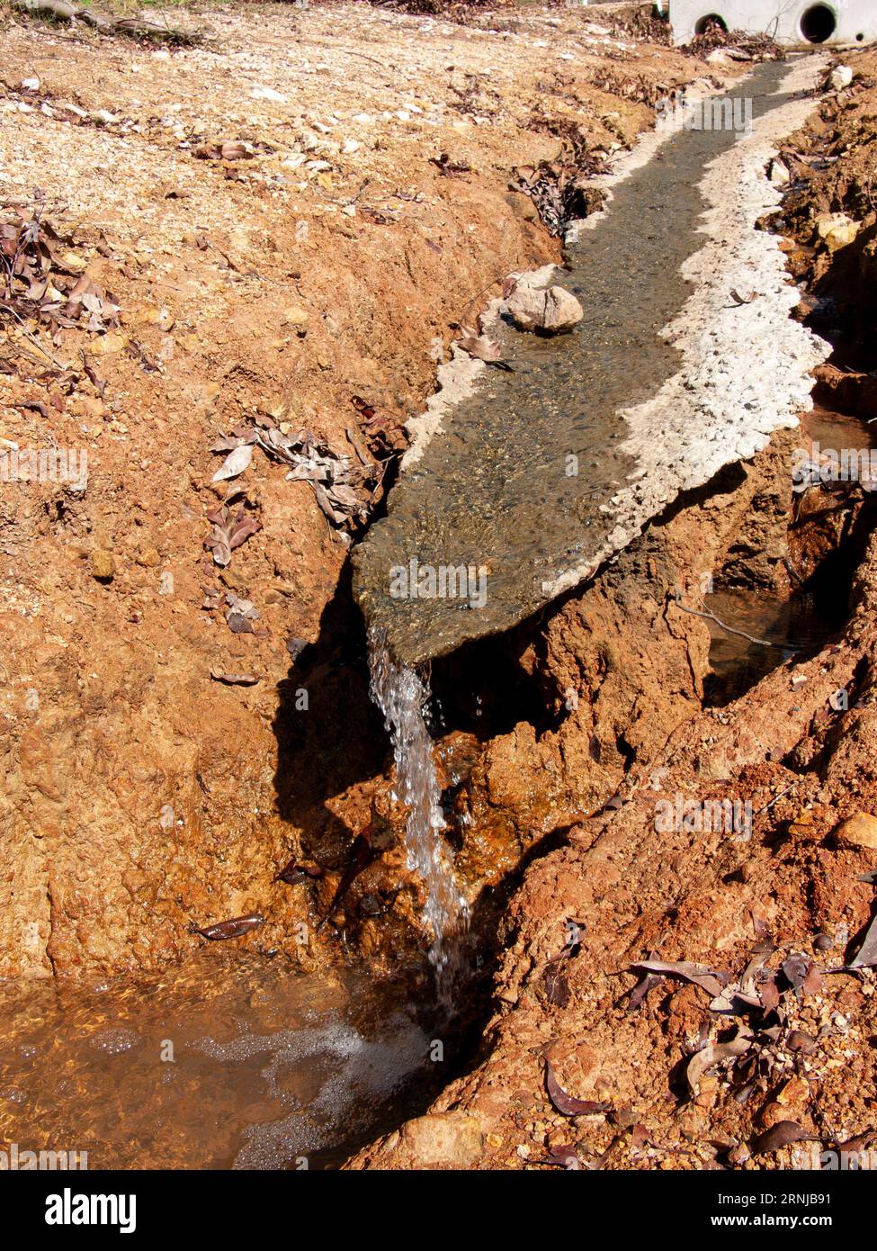 Erosion, Errosion, Concrete gutter washed out underneath, Atherton