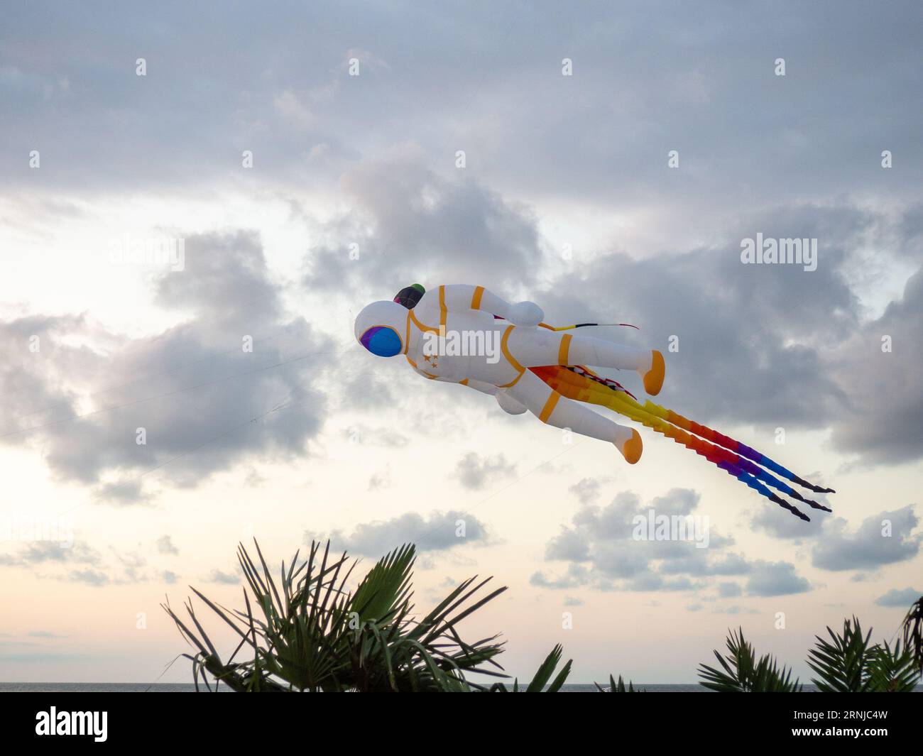 Kite Festival. Kites in the sky. A spectacle . Wind is like a force. air objects. Various forms. A beautiful sight.  Aerodynamics. Object in the sky. Stock Photo