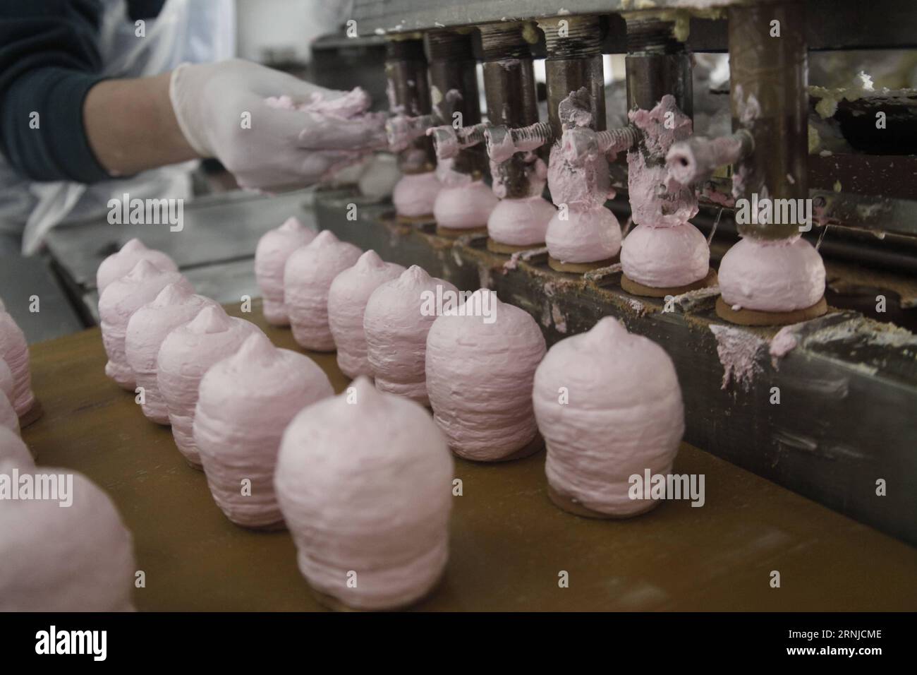 Candies of Chocolate Teacake Ras elAbd are seen at a sweet factory in