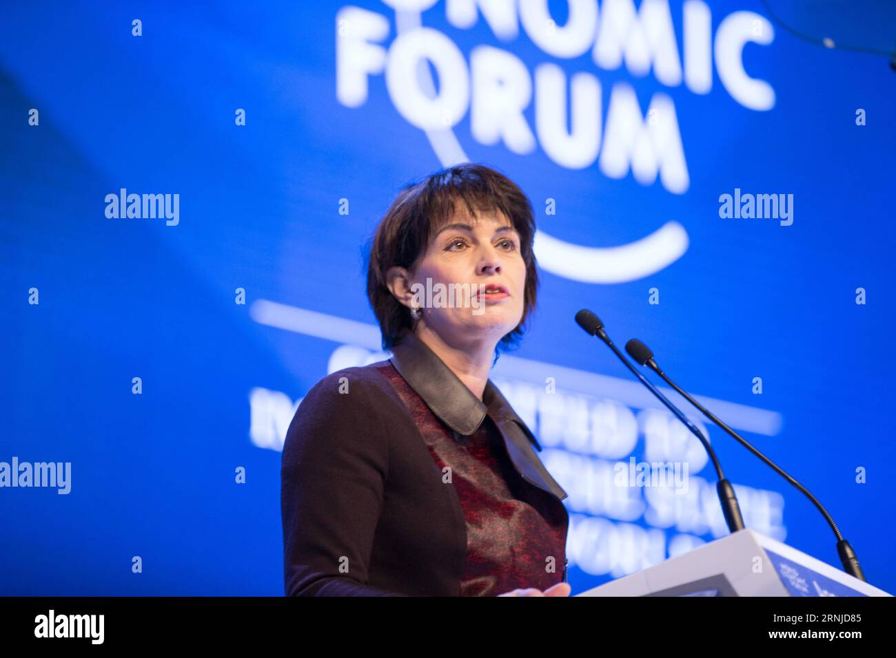 (170117) -- DAVOS, Jan. 17, 2017 -- Swiss President Doris Leuthard addresses the opening session of the World Economic Forum (WEF) s annual meeting in Davos, Switzerland, Jan. 17, 2017. The 47th WEF s annual meeting kicked off in Davos on Jan. 17 and will last to Jan. 20. )(zhf) SWITZERLAND-DAVOS-WEF-OPENING SESSION XuxJinquan PUBLICATIONxNOTxINxCHN   Davos Jan 17 2017 Swiss President Doris Leuthard addresses The Opening Session of The World Economic Forum WEF S Annual Meeting in Davos Switzerland Jan 17 2017 The 47th WEF S Annual Meeting kicked off in Davos ON Jan 17 and will Load to Jan 20 z Stock Photo