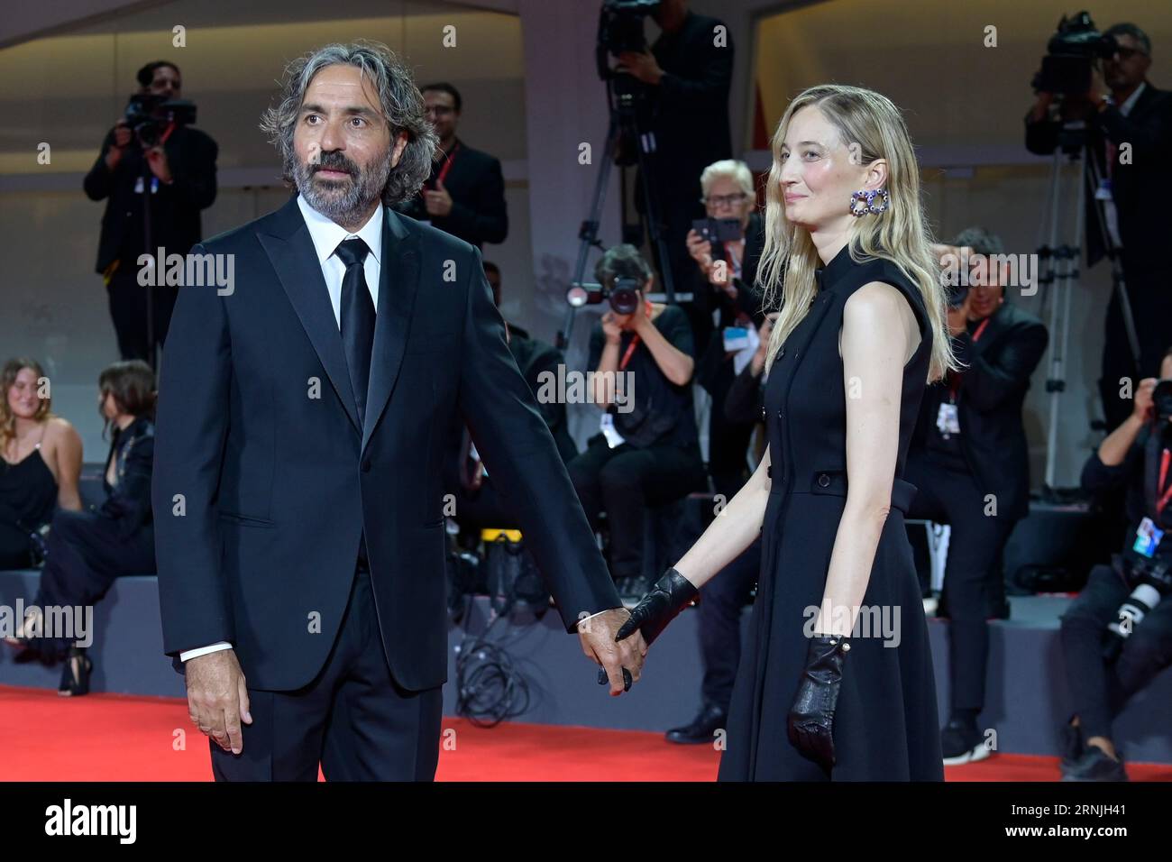 Venezia Lido, Italy. 01st Sep, 2023. Saverio Costanzo (l) and Alba